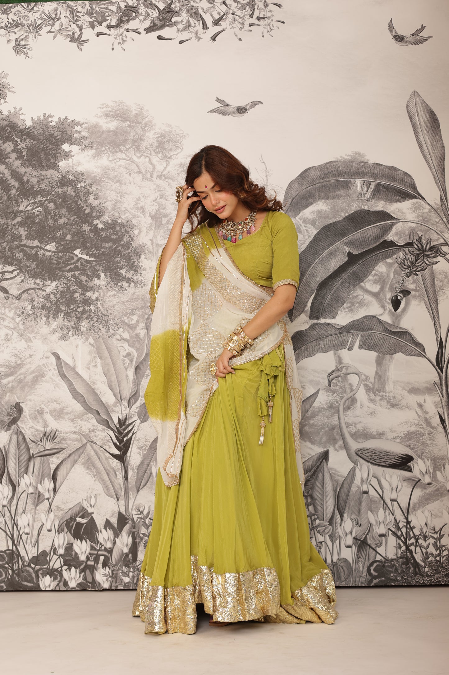 Kudrat Green Lehenga