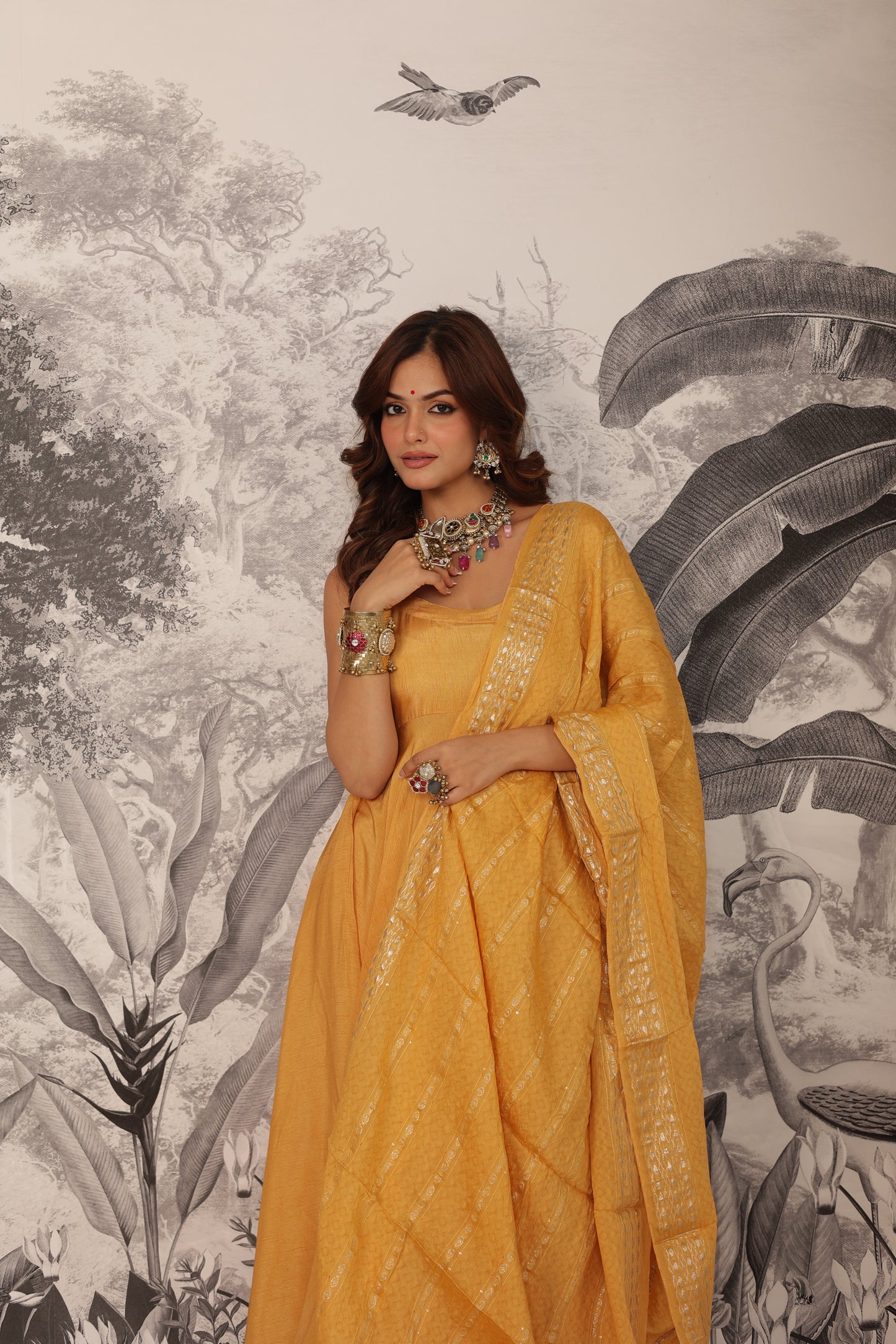 Misha Yellow Anarkali Set