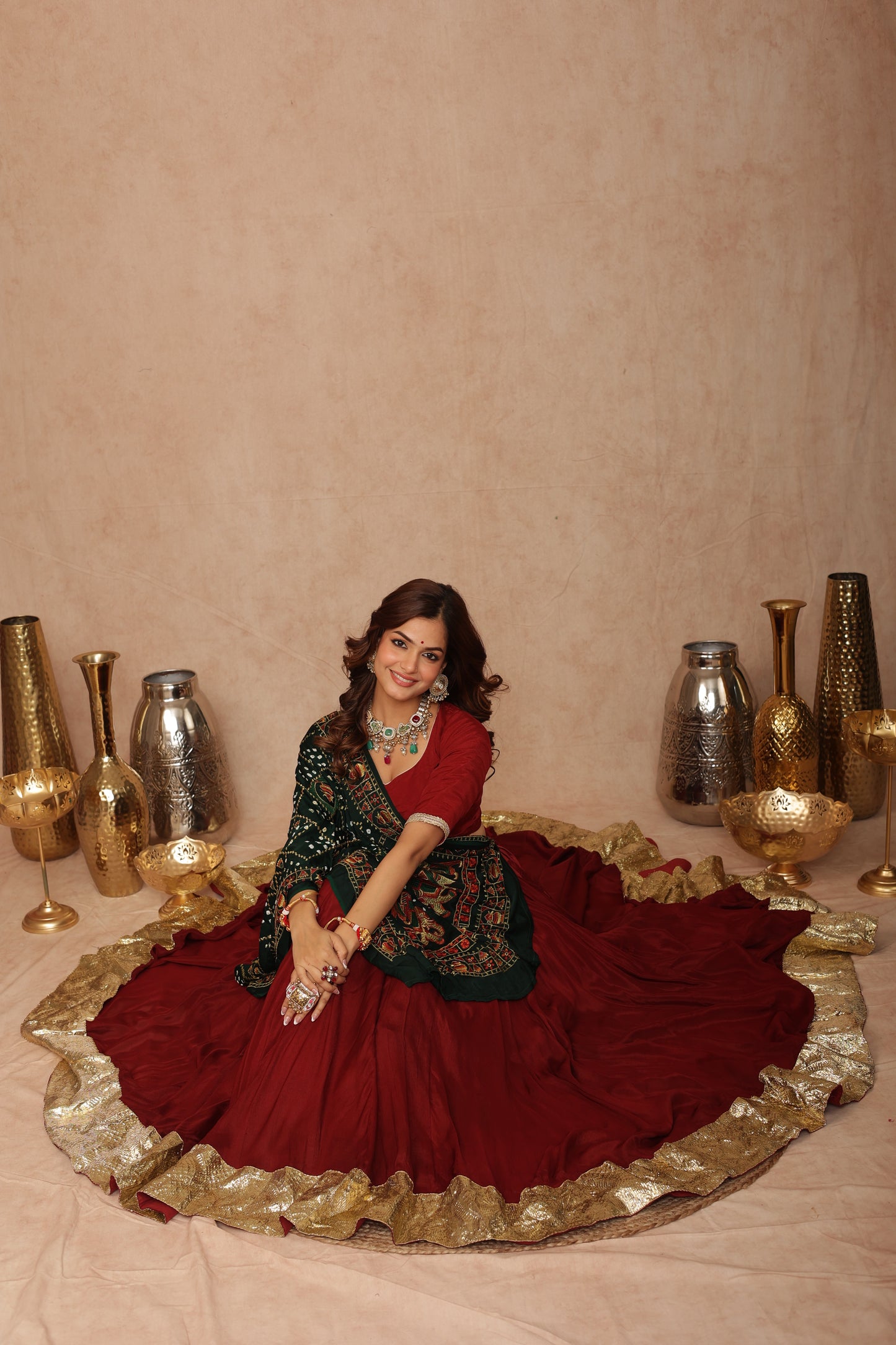 Maroon Chinon Lehenga