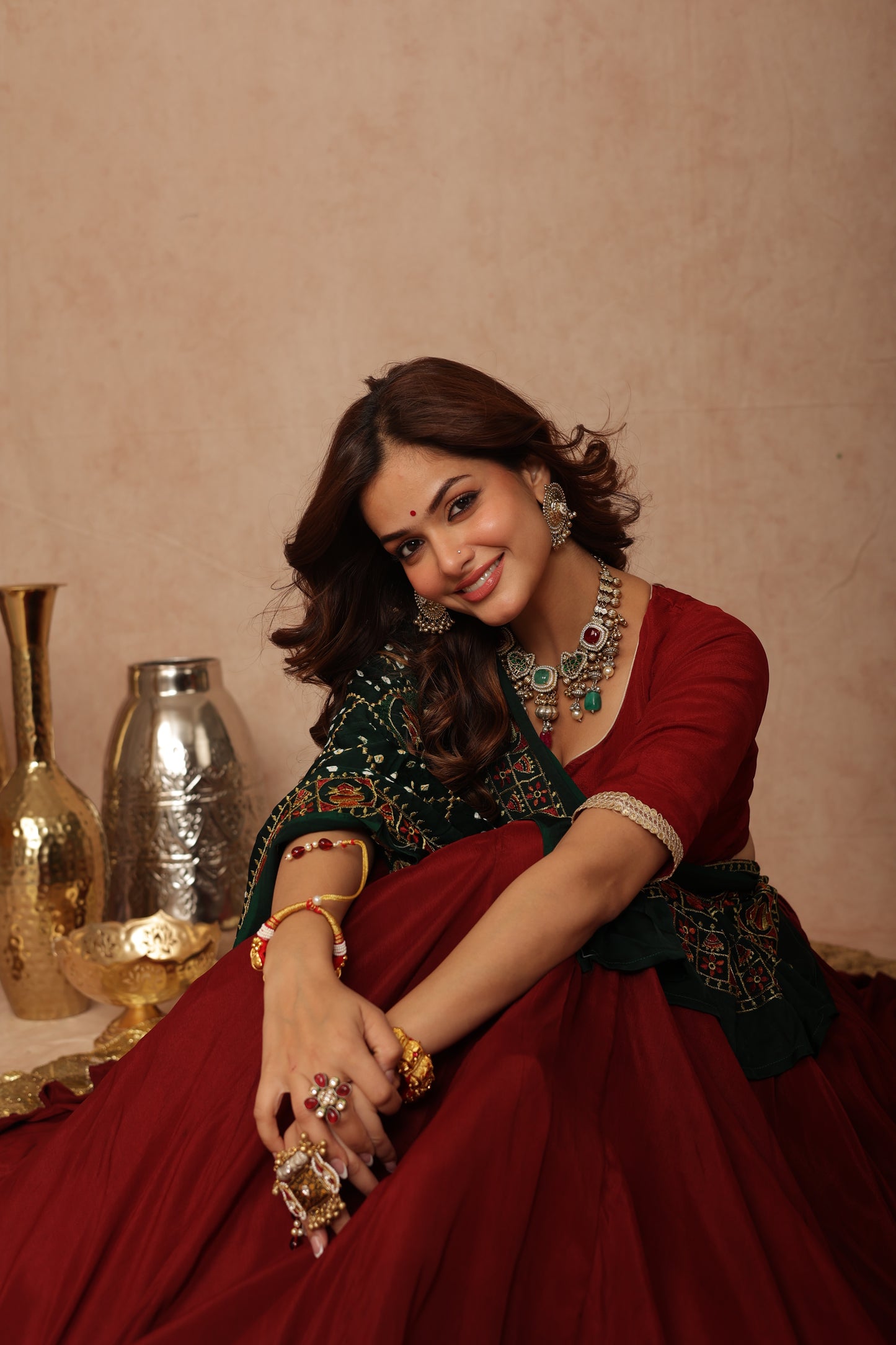 Maroon Chinon Lehenga