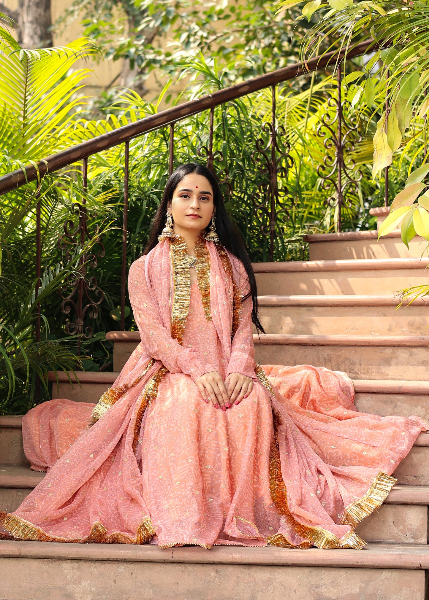 Laado Peach Anarkali Set