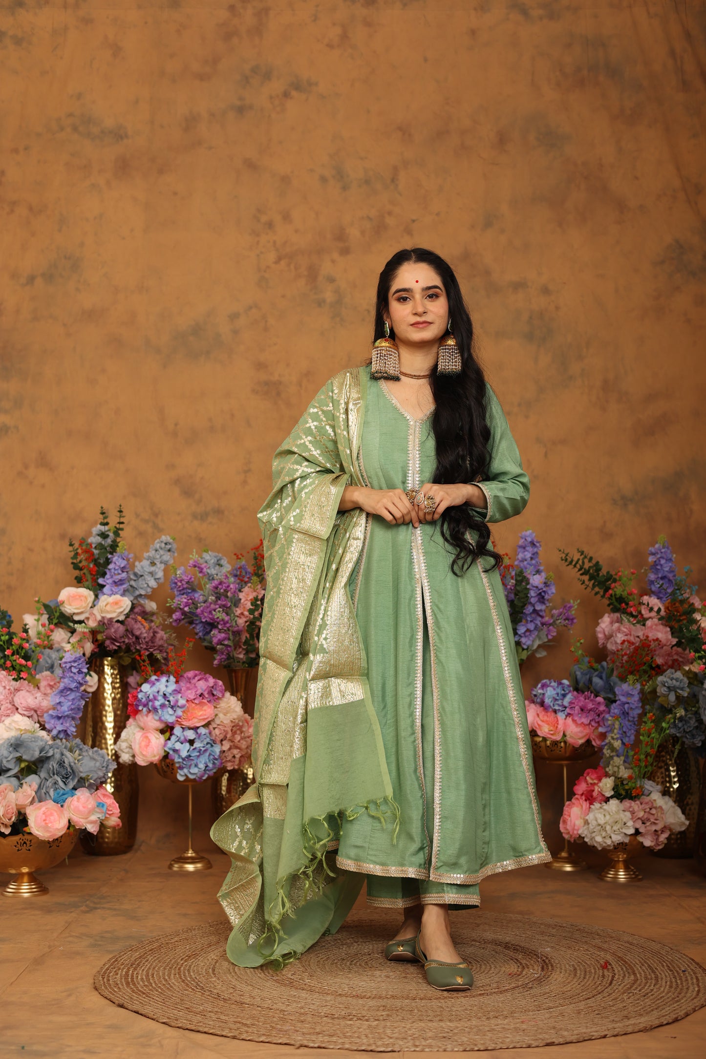 Manjari Green Anarkali Set