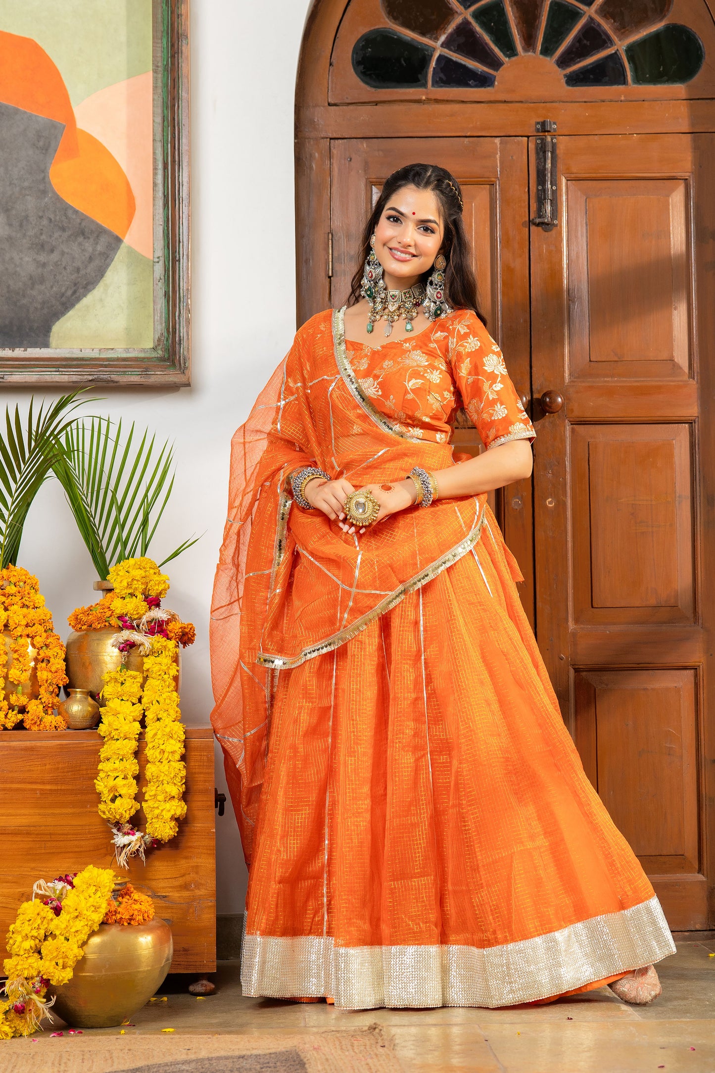 Kaashi Orange Lehenga Set