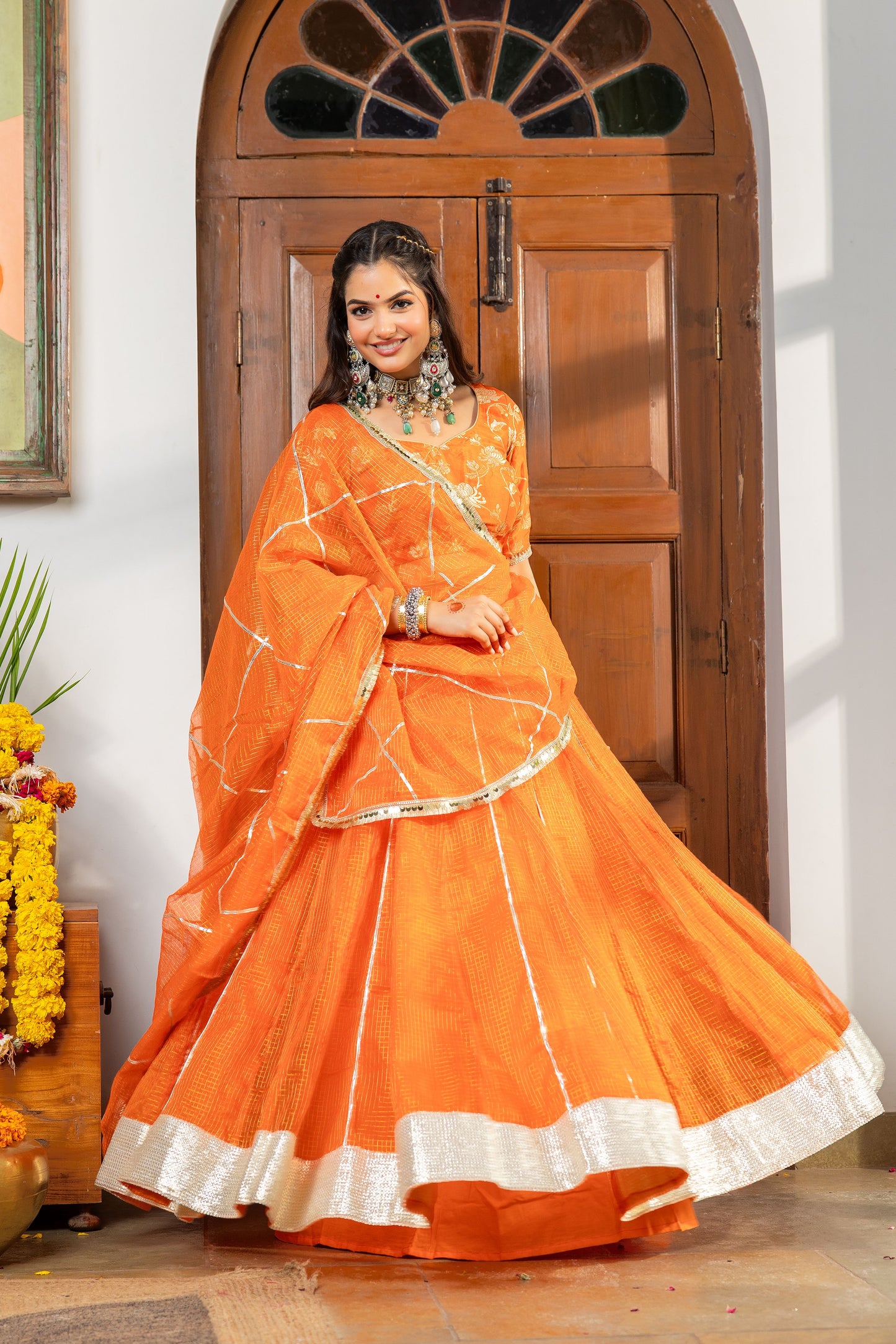 Kaashi Orange Lehenga Set