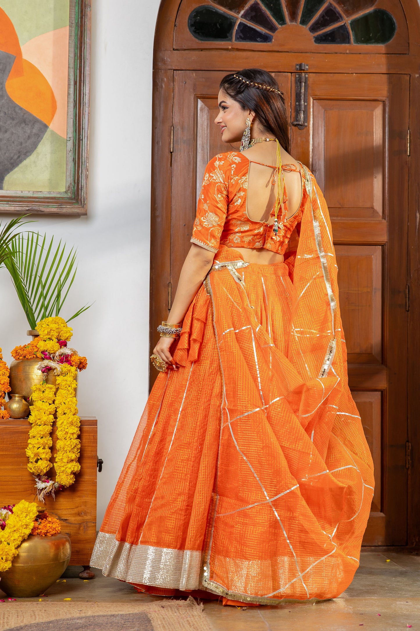 Kaashi Orange Lehenga Set
