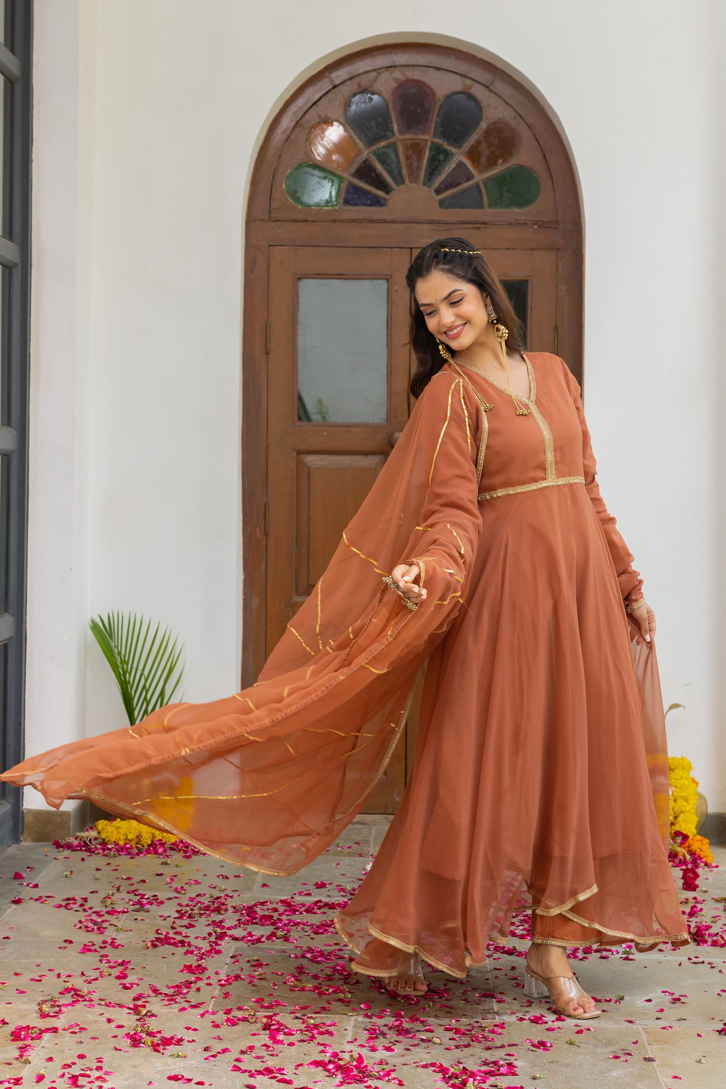 Tarini Brown Anarkali Set