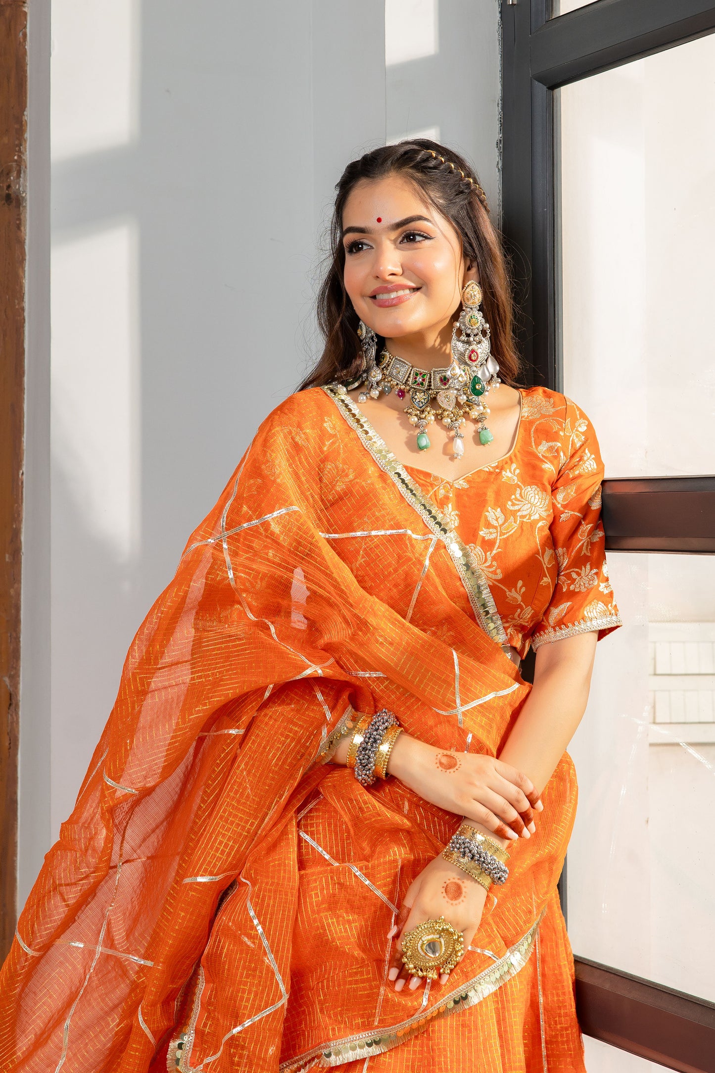 Kaashi Orange Lehenga Set