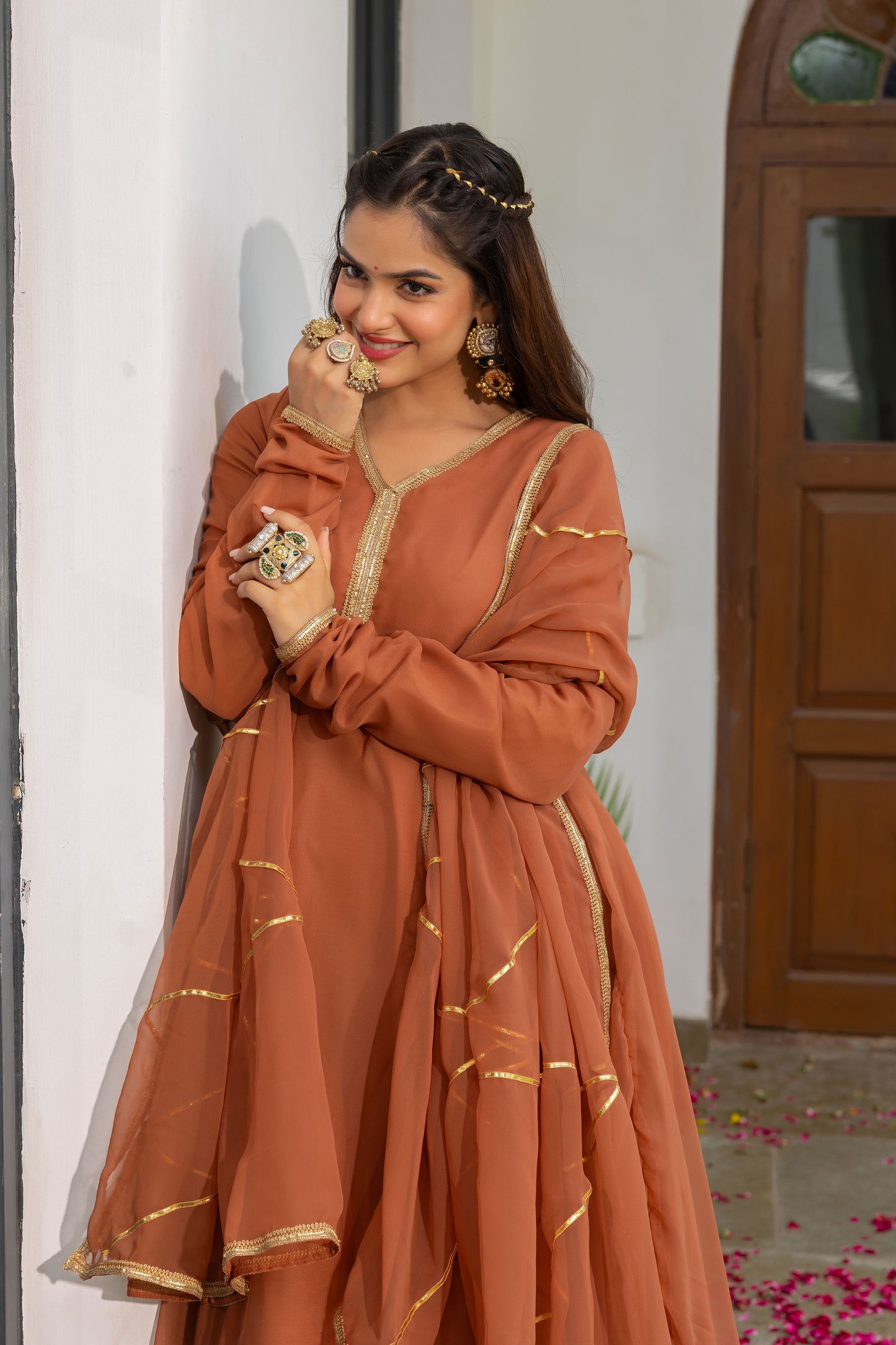 Tarini Brown Anarkali Set