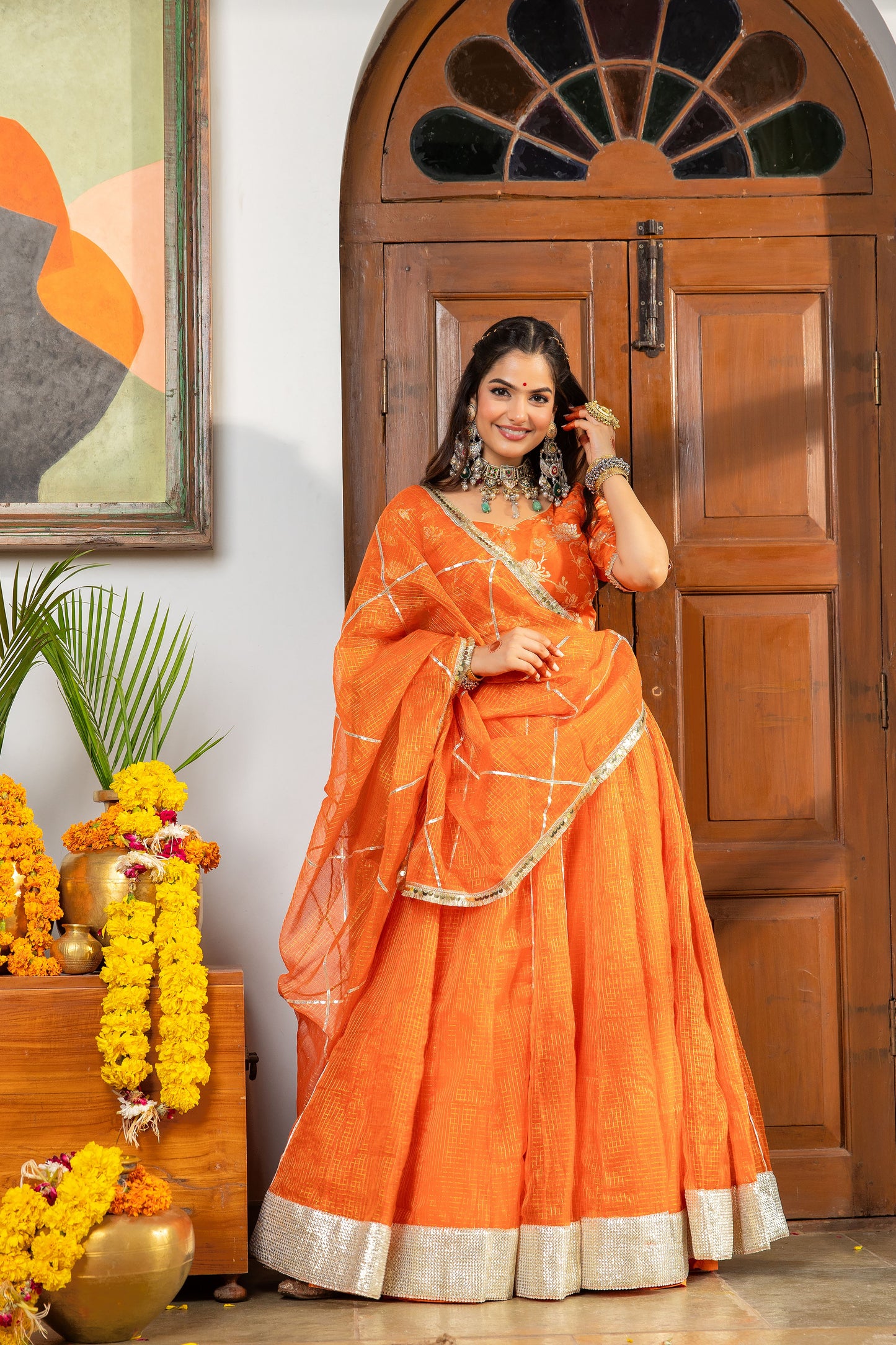 Kaashi Orange Lehenga Set