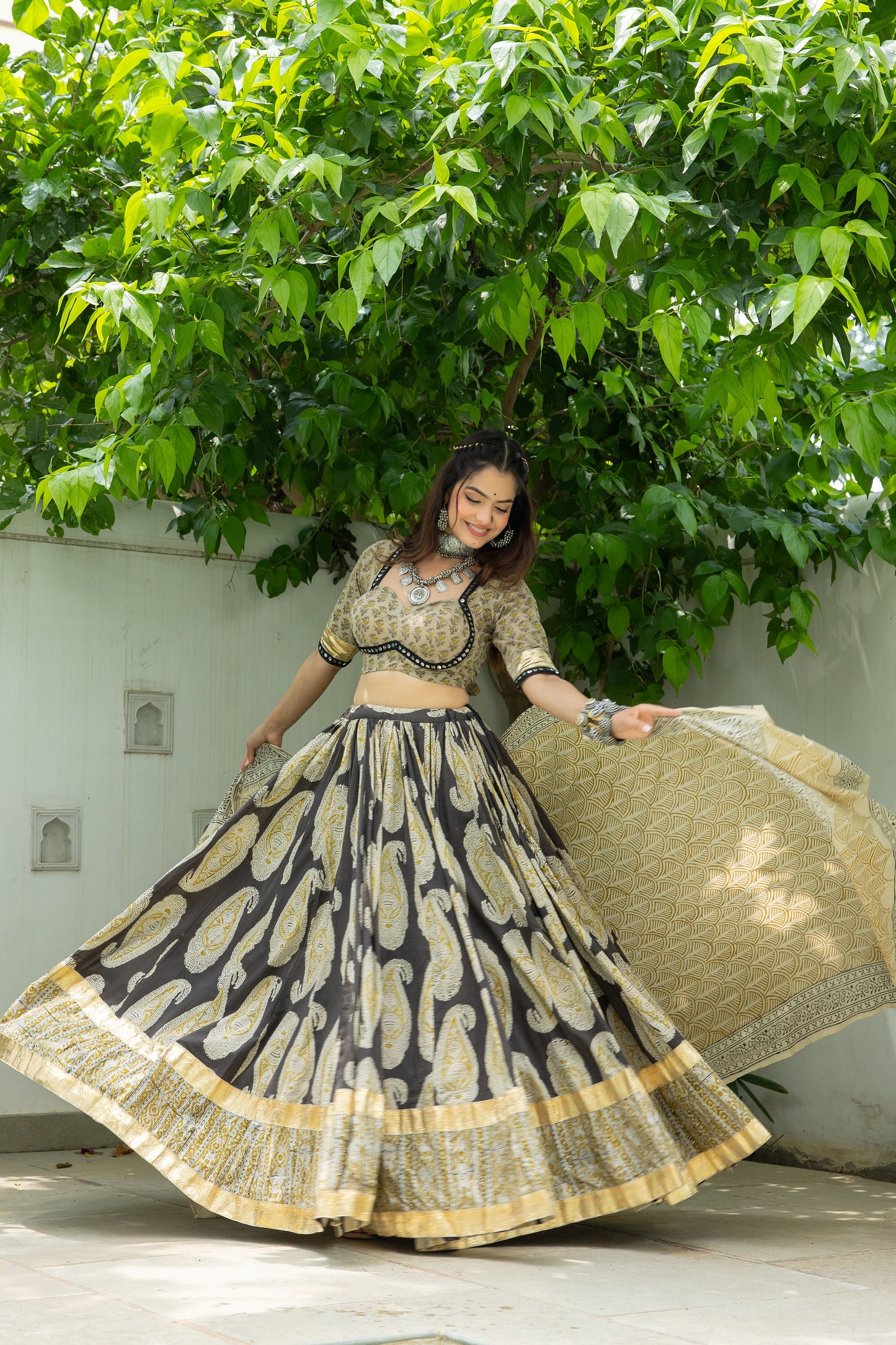 Malti Ajrakh Dabu Lehenga