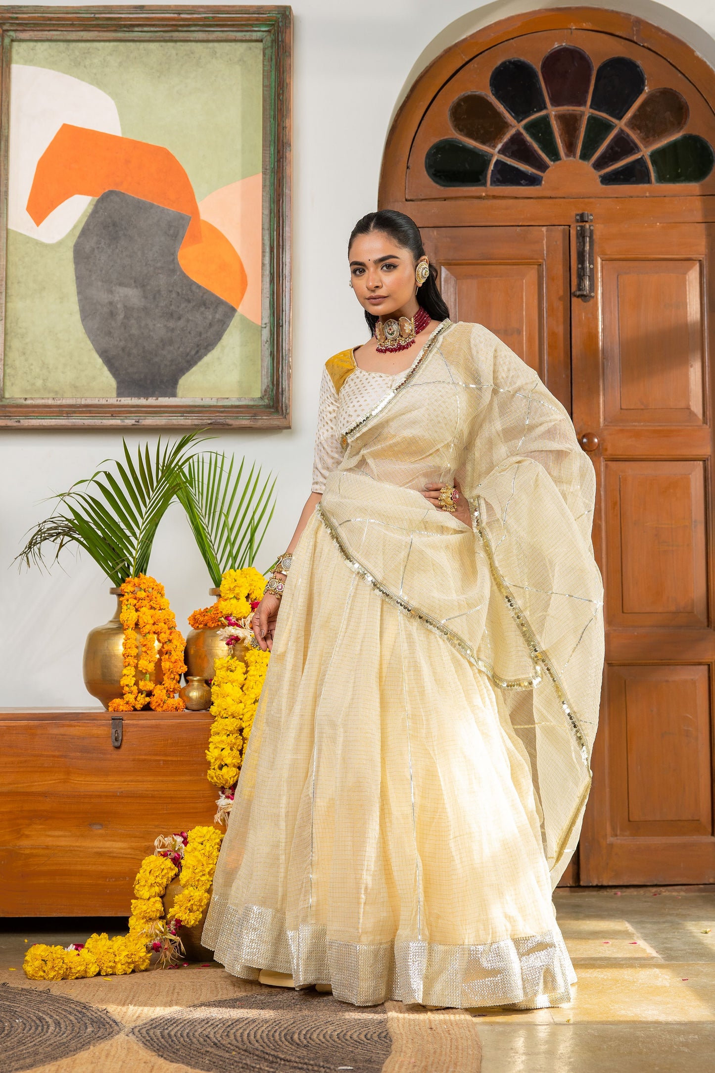 Kaashi White Lehenga Set