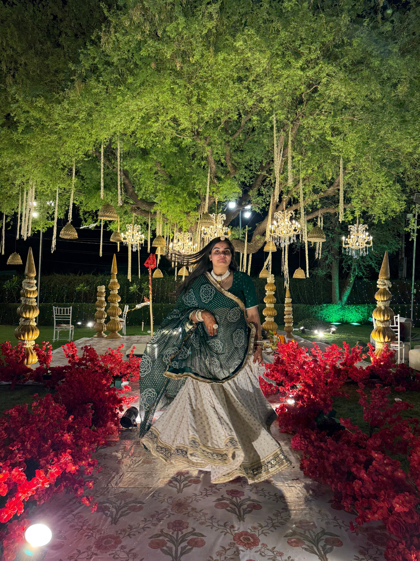 Paridhi Green Bandhani Lehenga