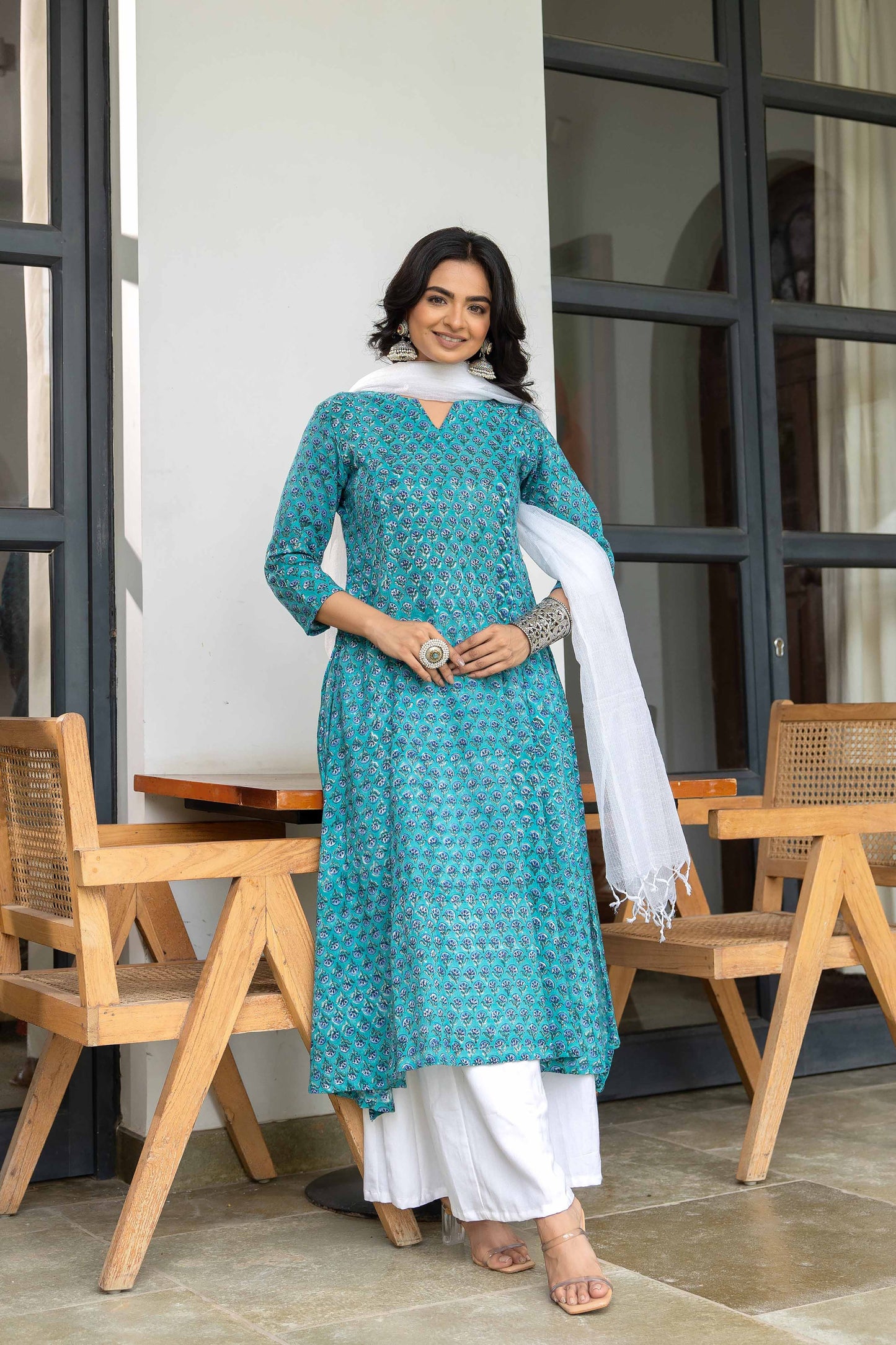 Kimaya Dabu Slub Cotton kali Kurta Set