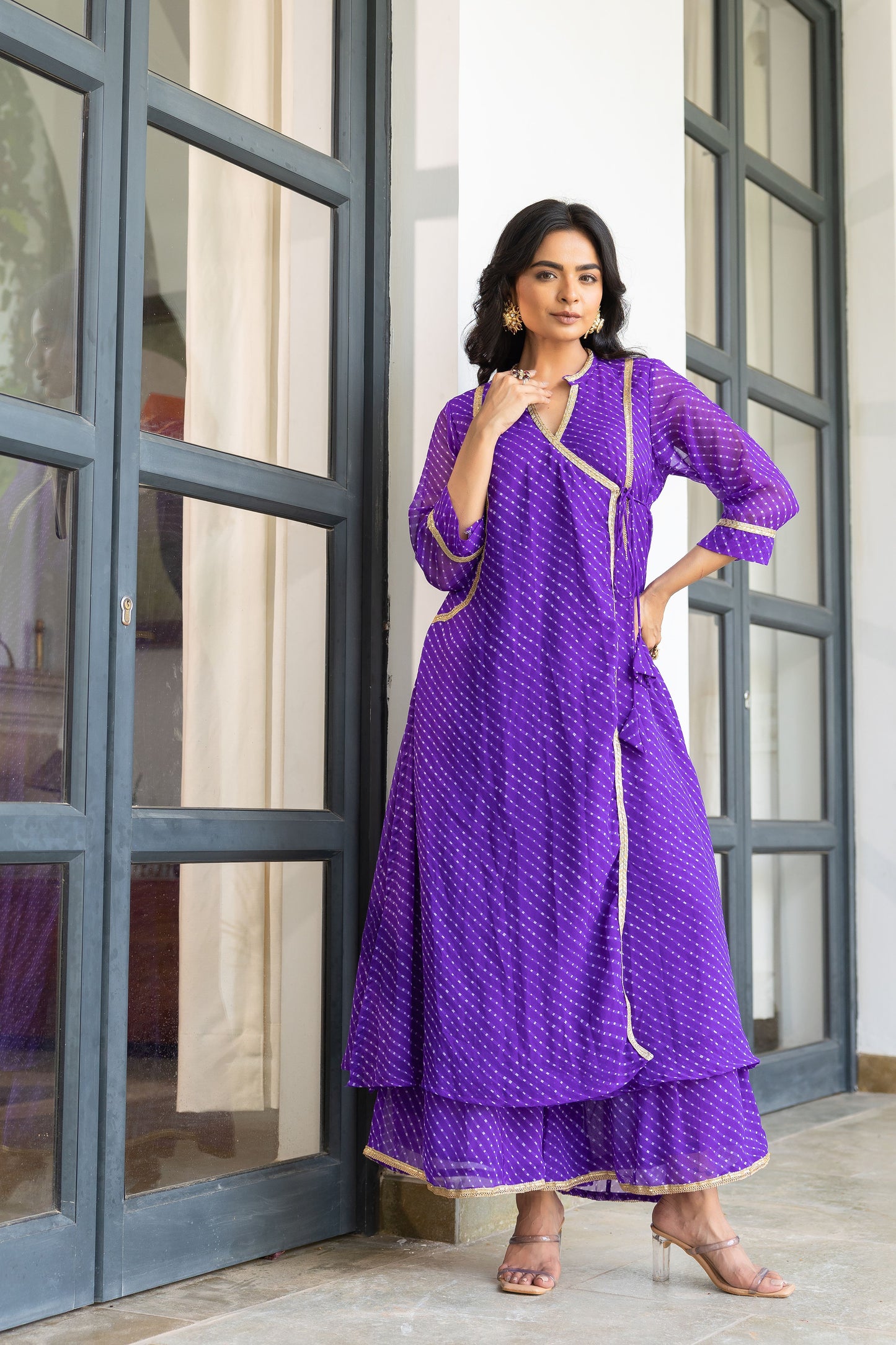 Noor Purple Angrakha Set