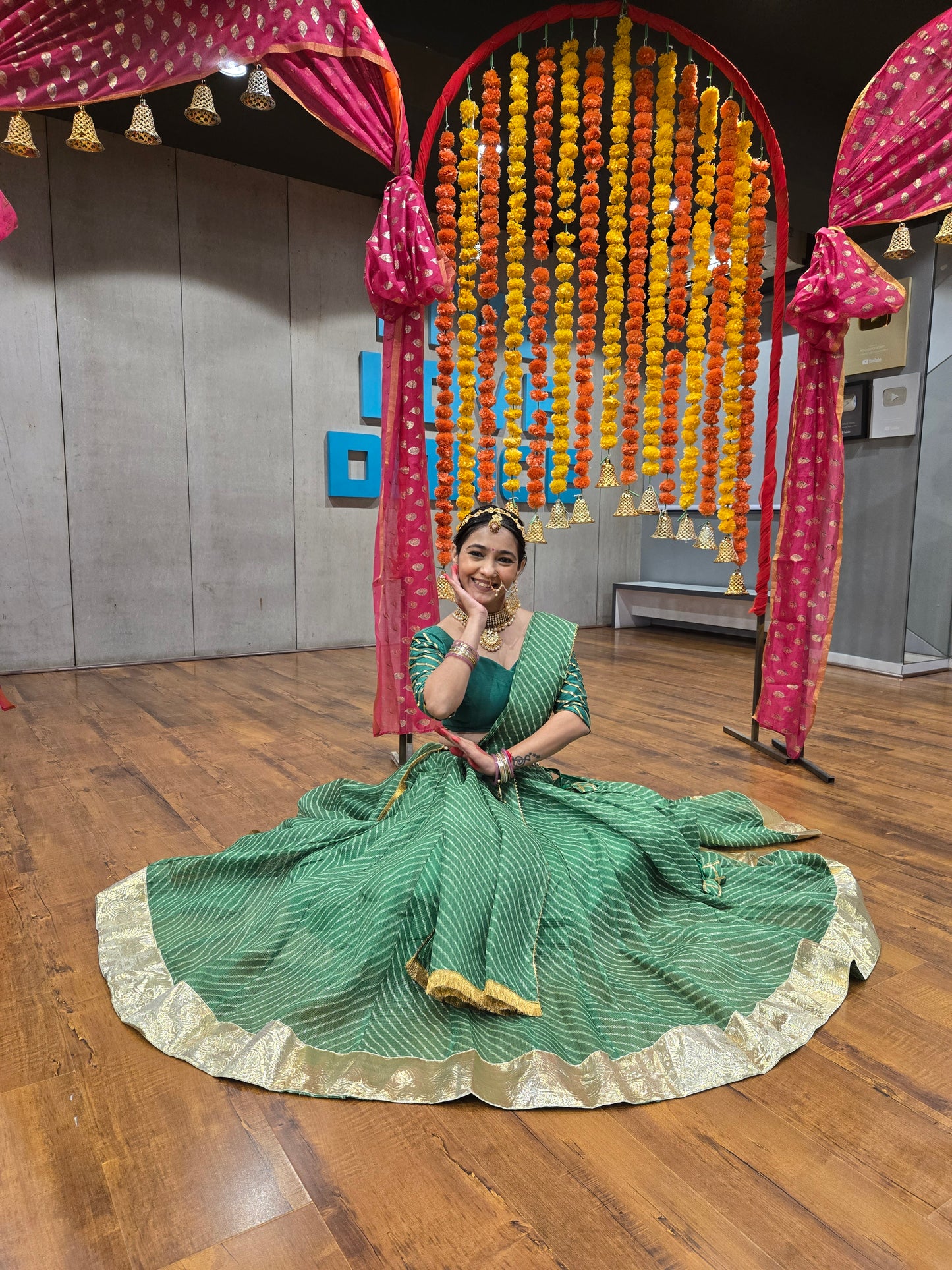Green Mothda Lehenga
