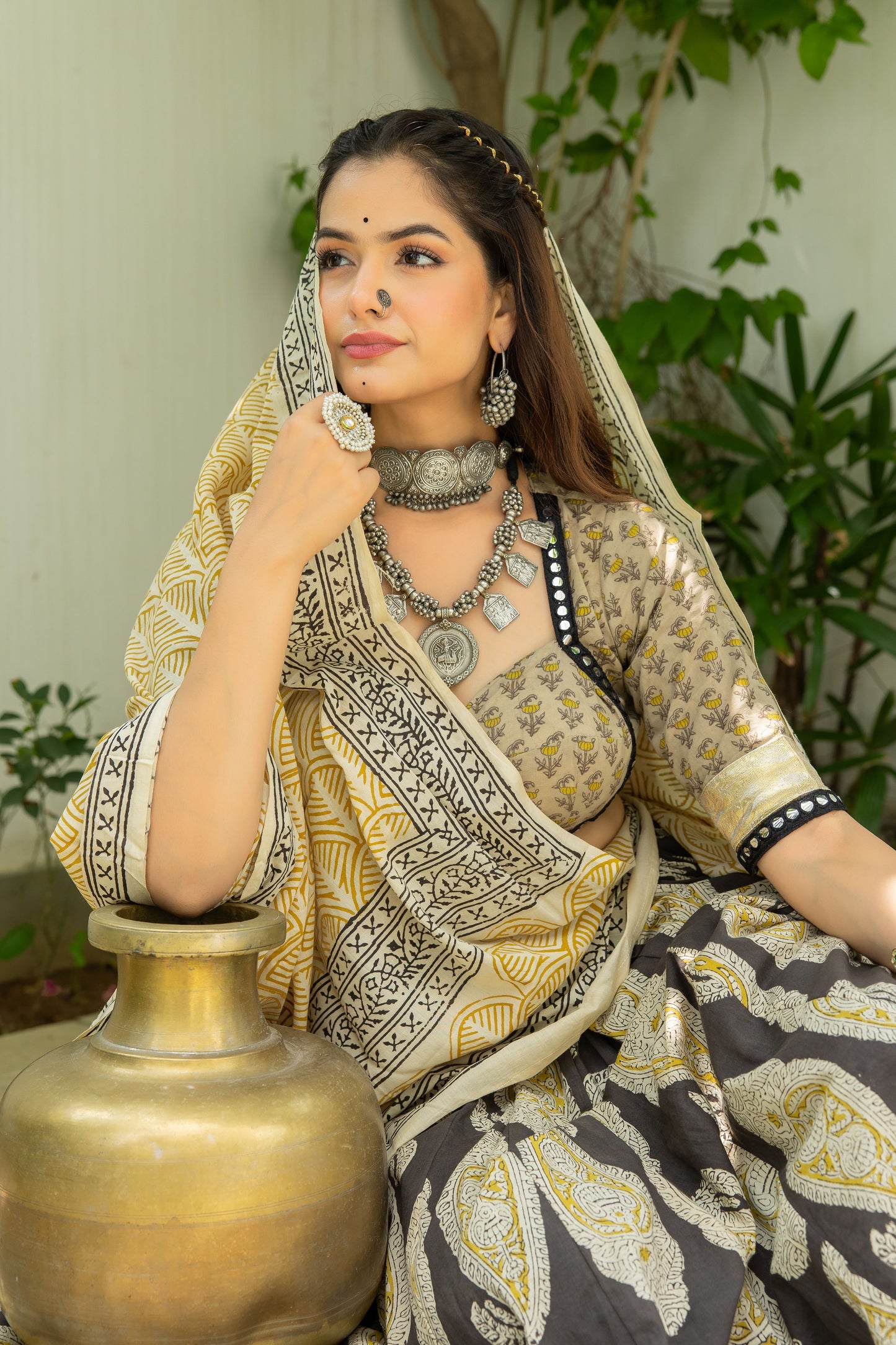 Malti Ajrakh Dabu Lehenga