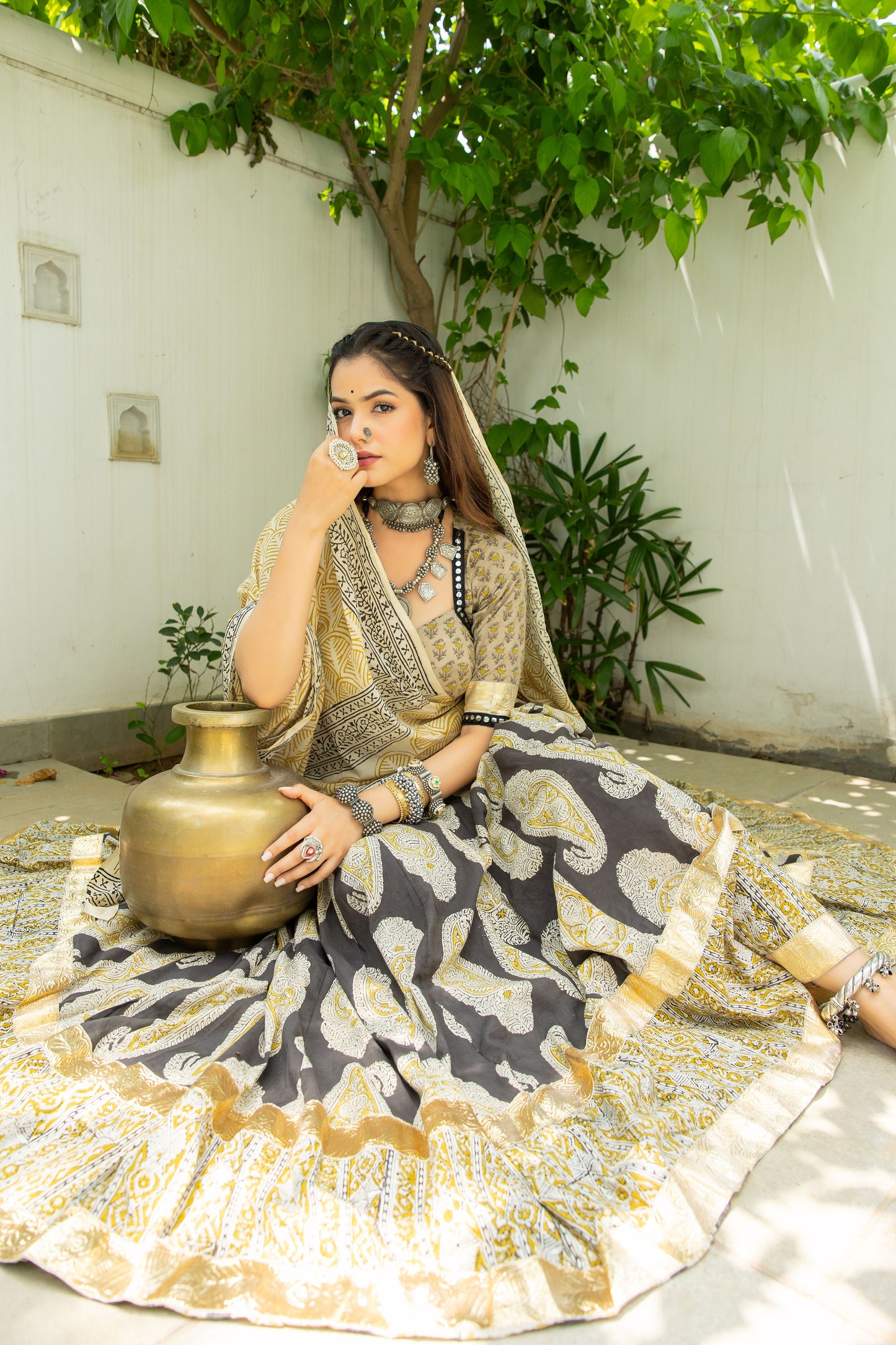 Malti Ajrakh Dabu Lehenga
