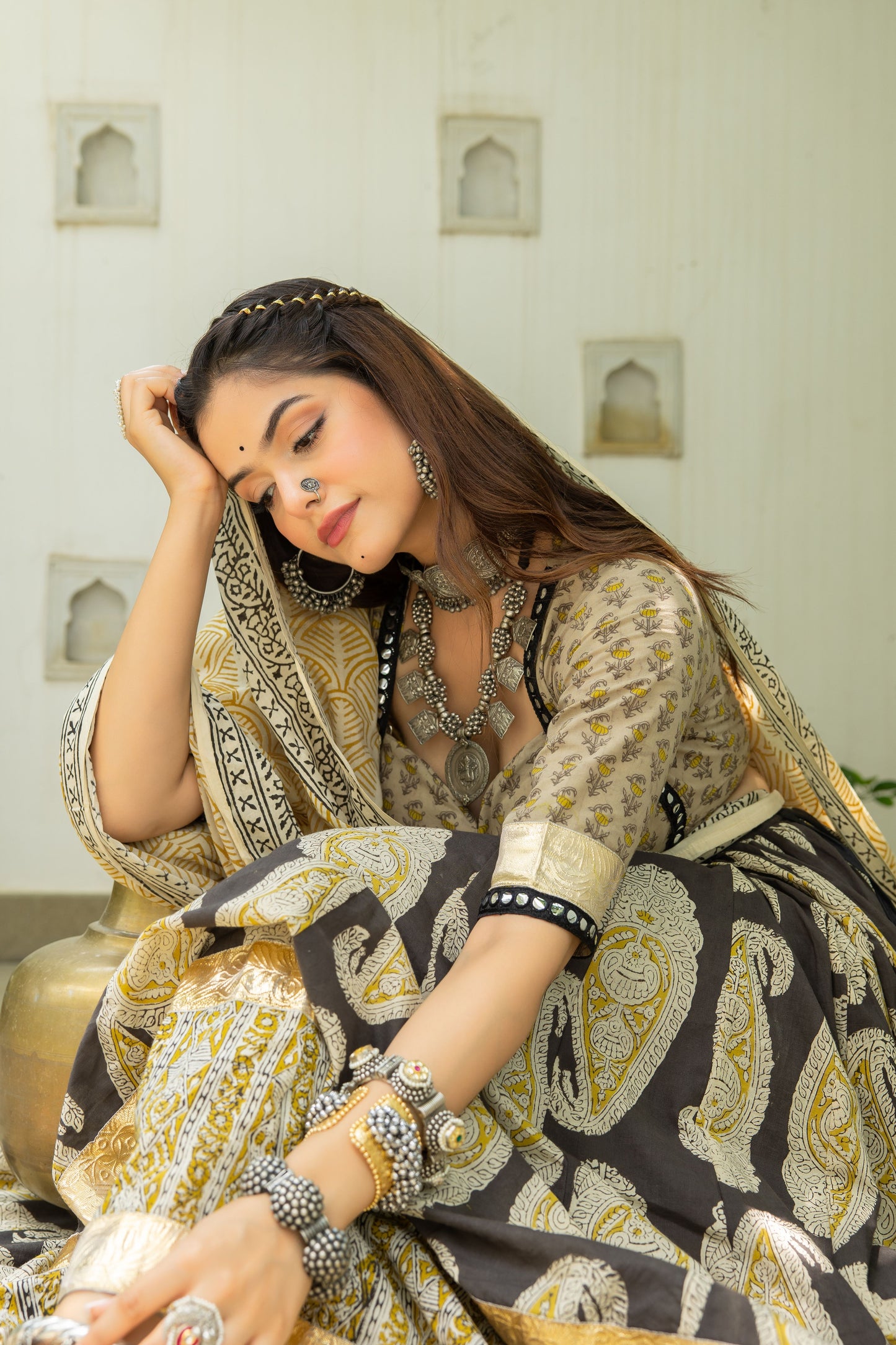 Malti Ajrakh Dabu Lehenga
