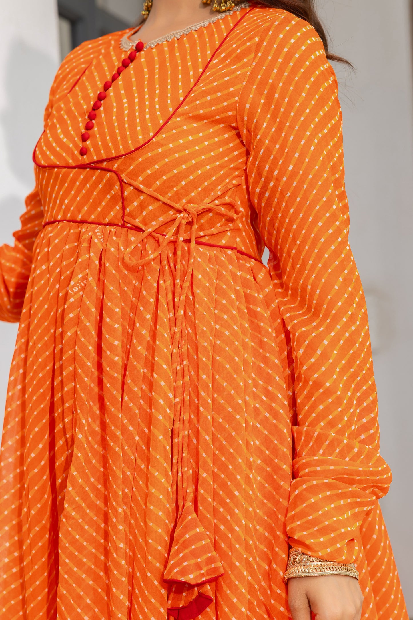 Rajwada Orange Mothda Anarkali