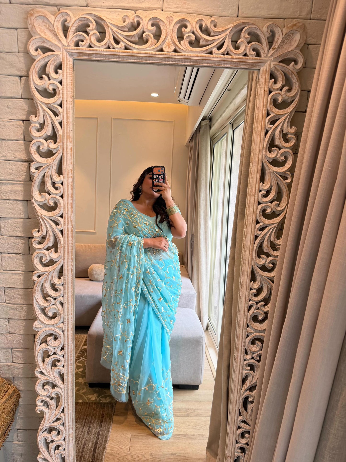 Kanak Sky Chiffon Saree