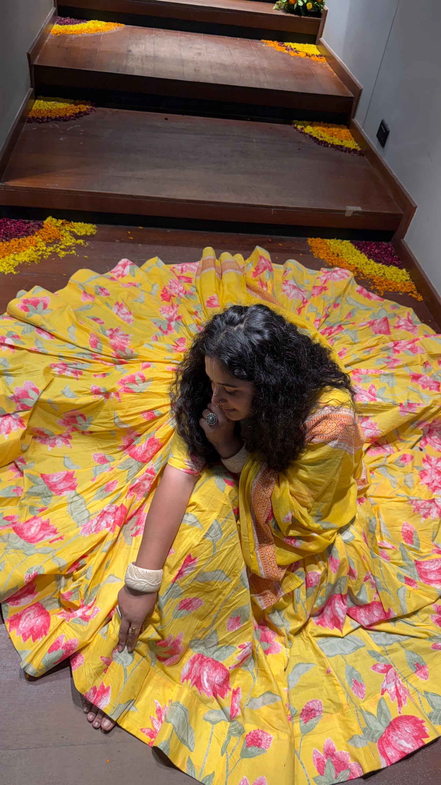 Tulika Yellow Cotton Lehenga