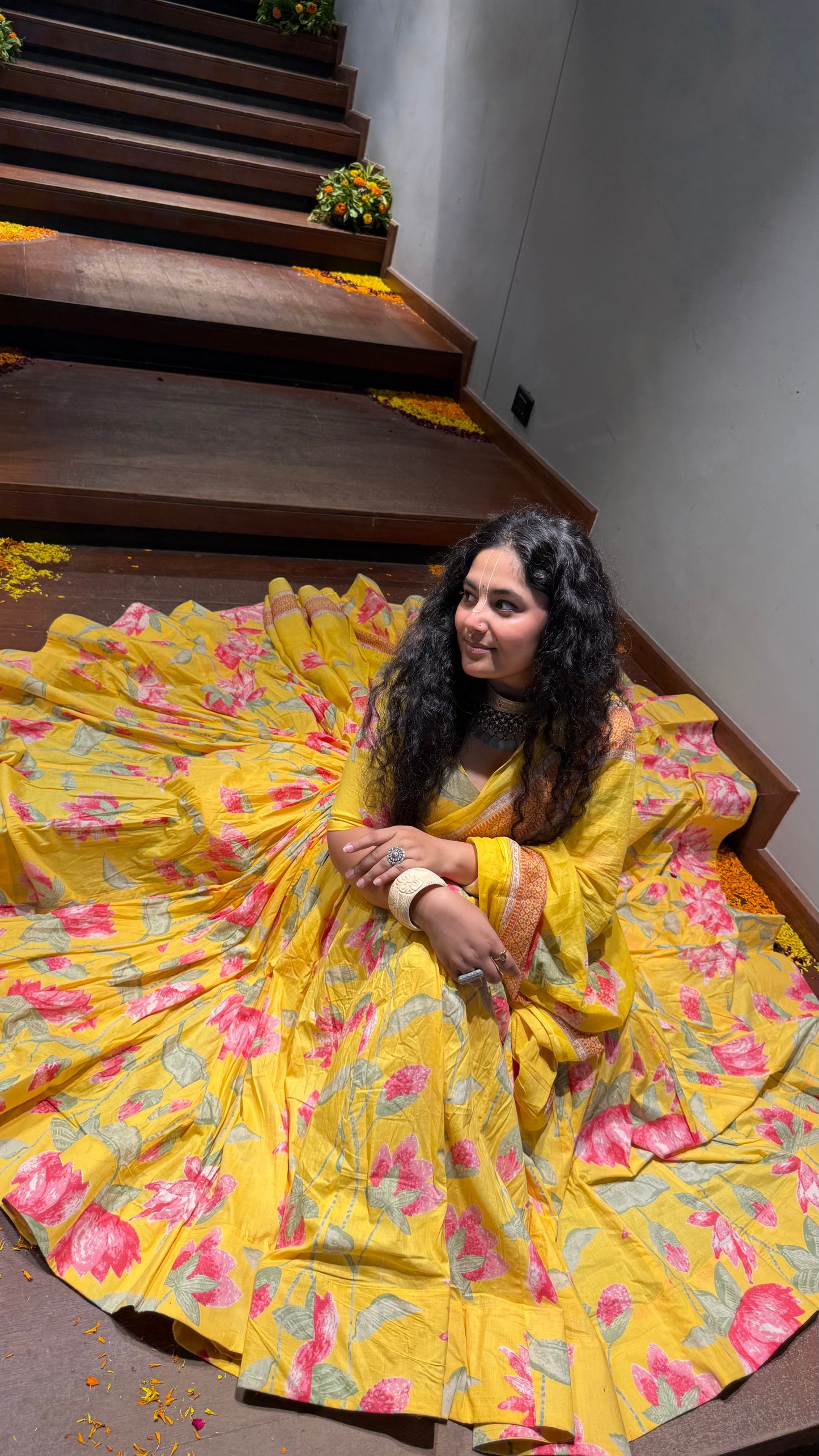 Tulika Yellow Cotton Lehenga