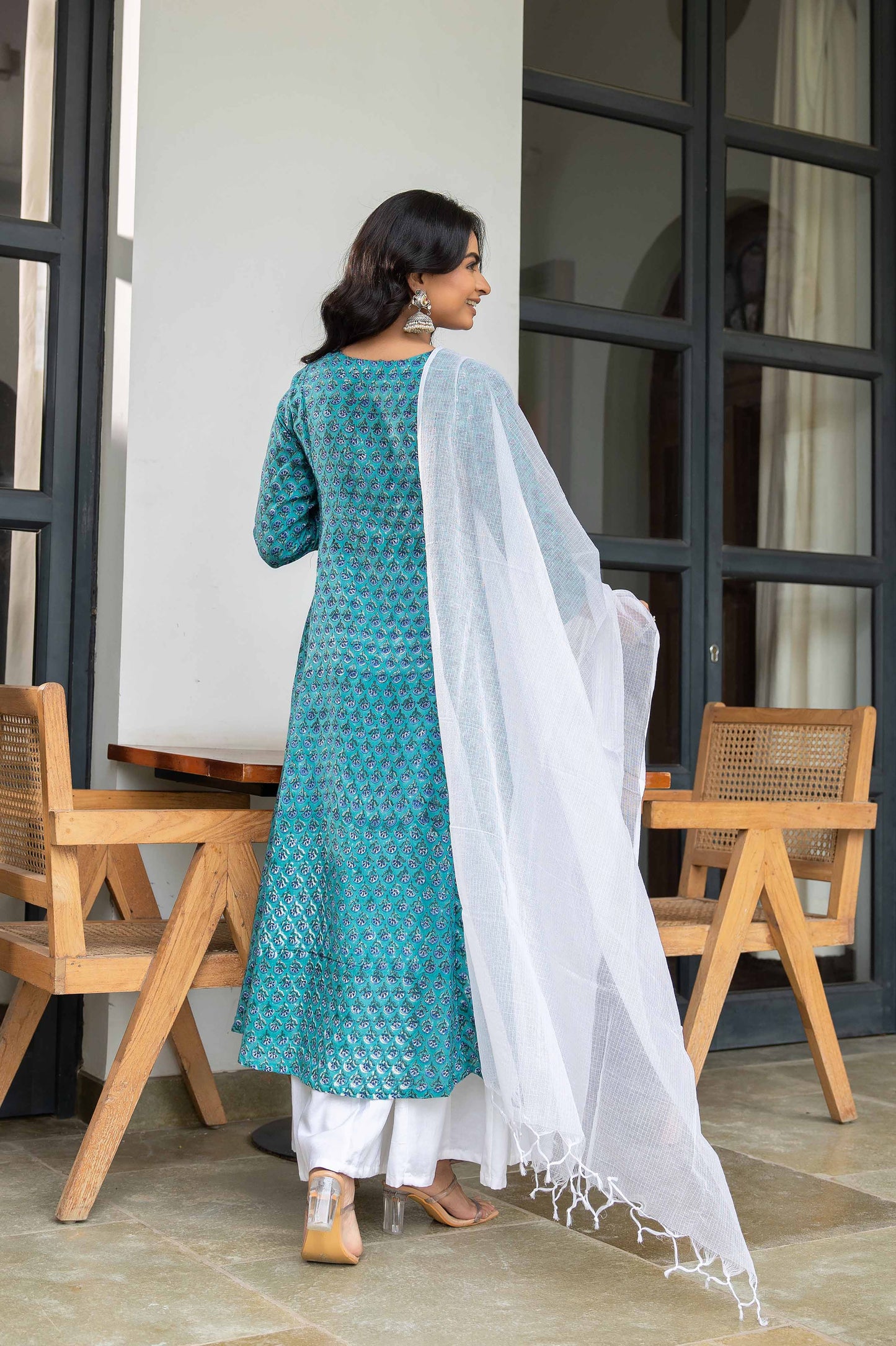 Kimaya Dabu Slub Cotton kali Kurta Set