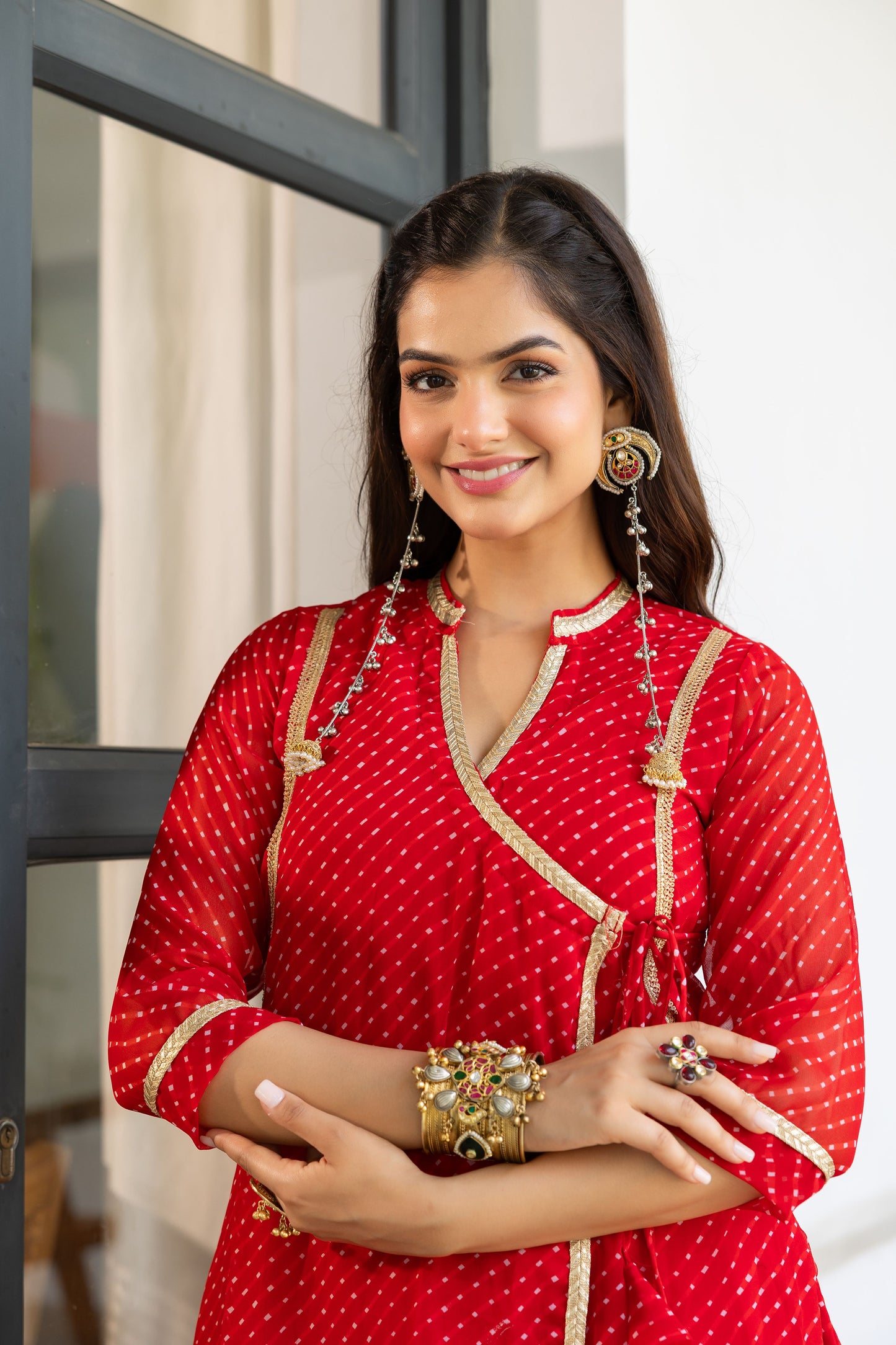 Noor Red Angrakha Set