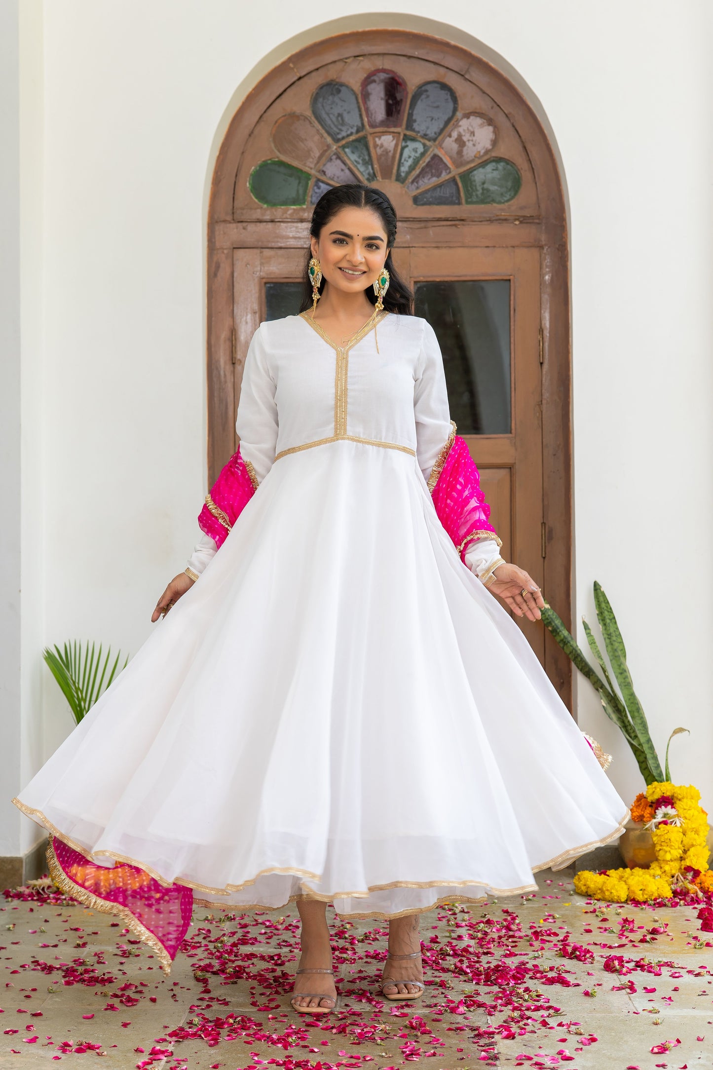 Gulawat White Anarkali Set