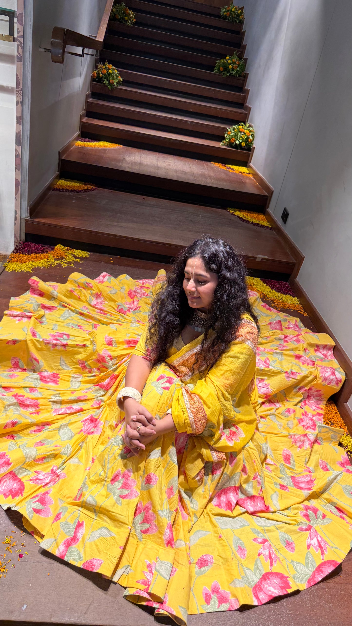 Tulika Yellow Cotton Lehenga