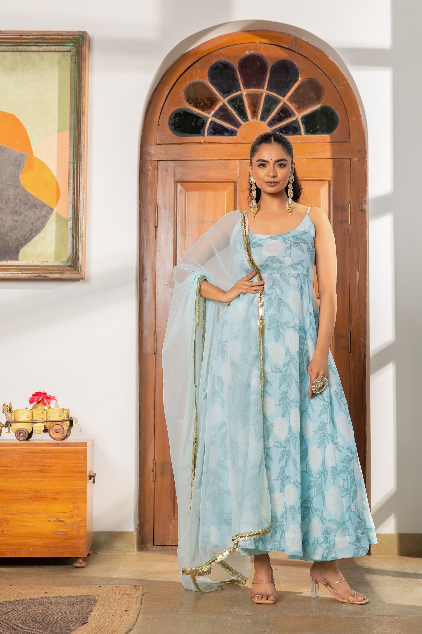Aneet Blue Chiffon Suit Set