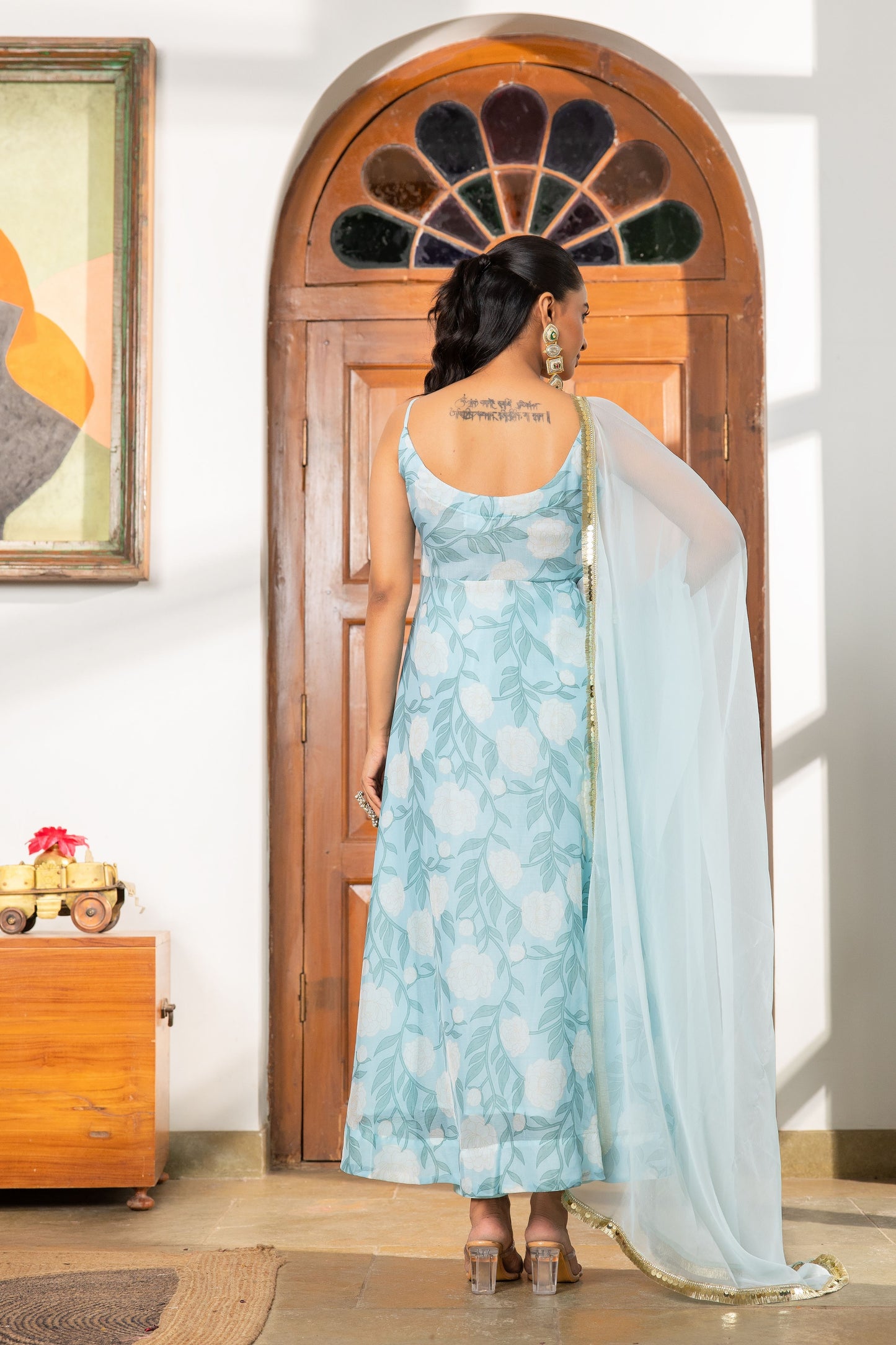 Aneet Blue Chiffon Suit Set