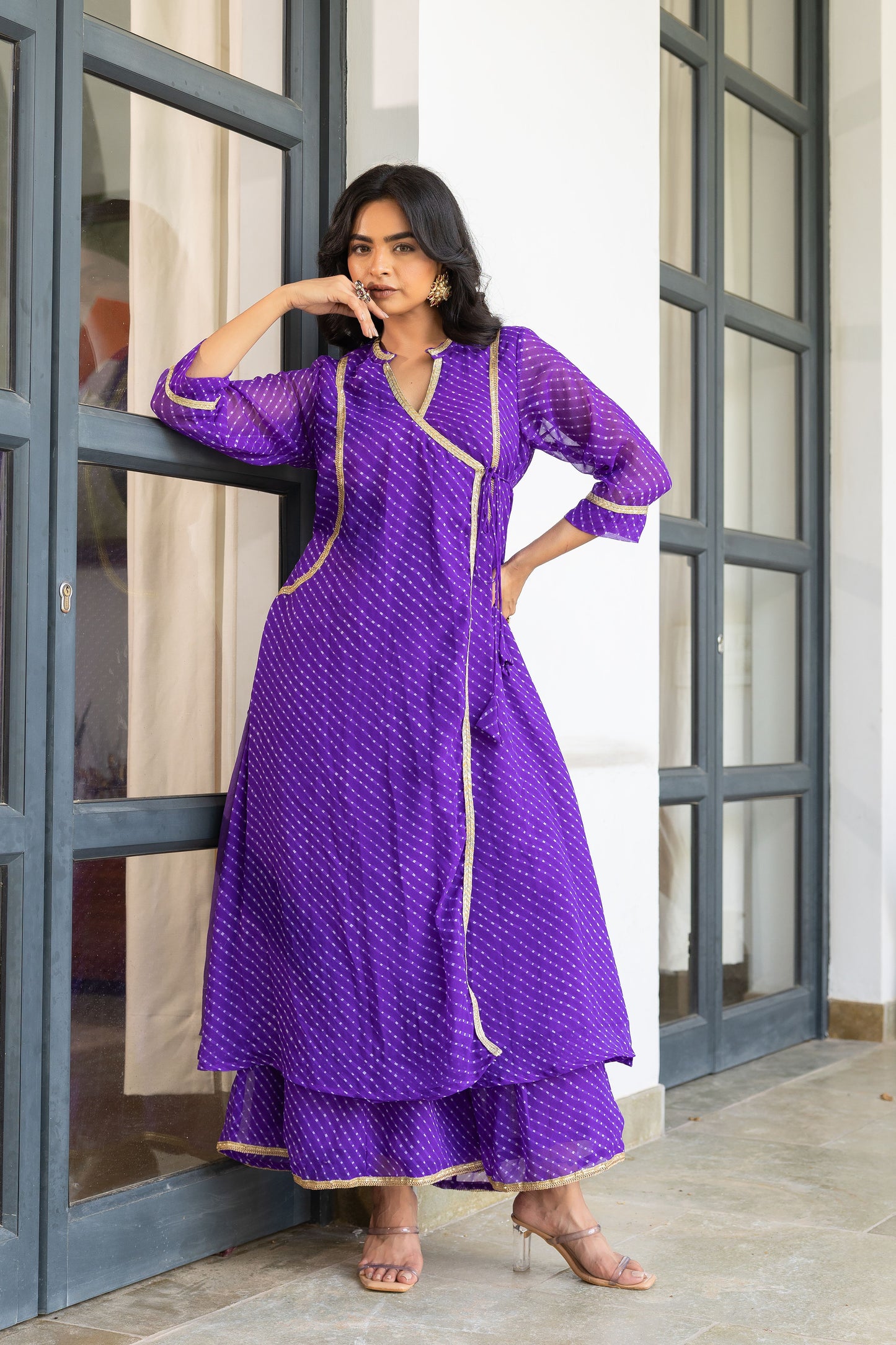 Noor Purple Angrakha Set