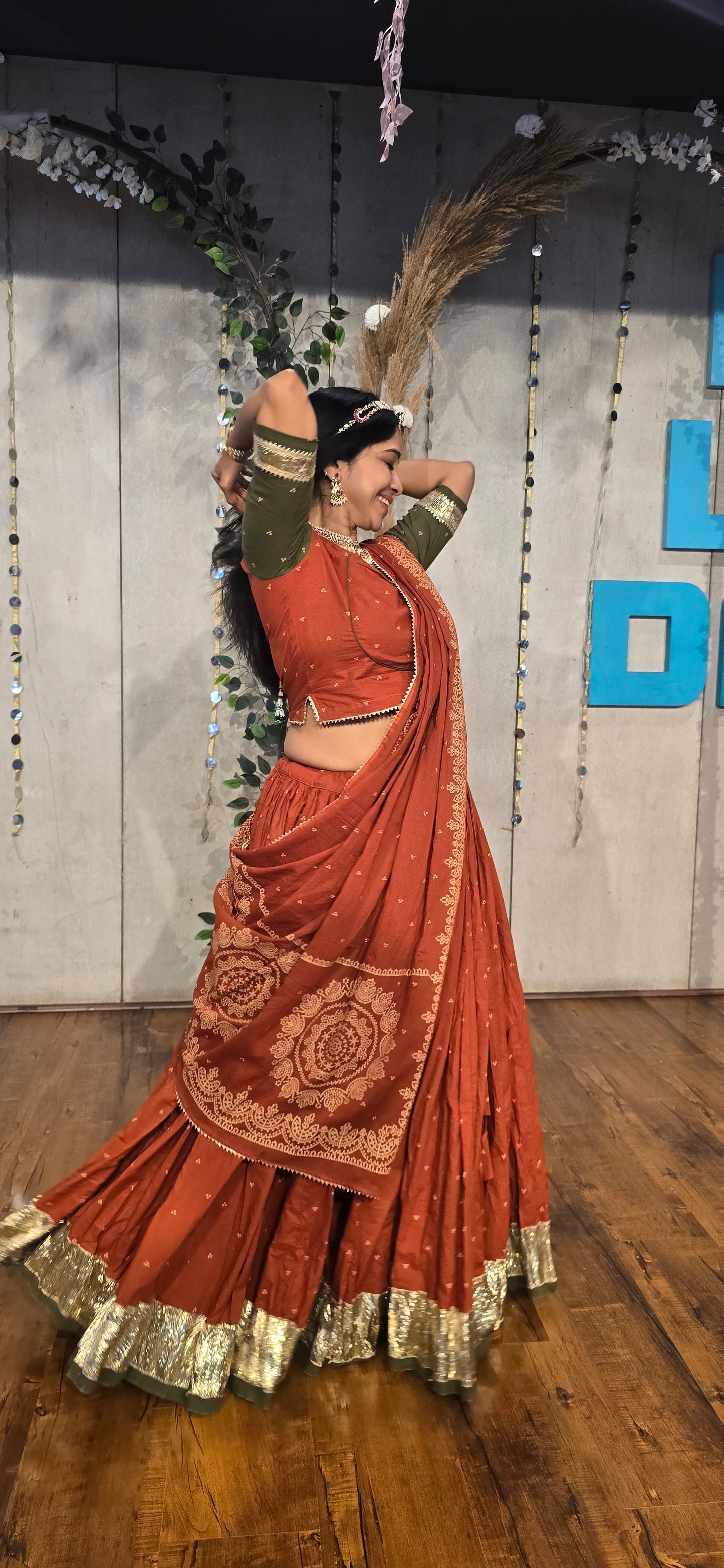 Hridya Rust Bandhani Lehenga Set