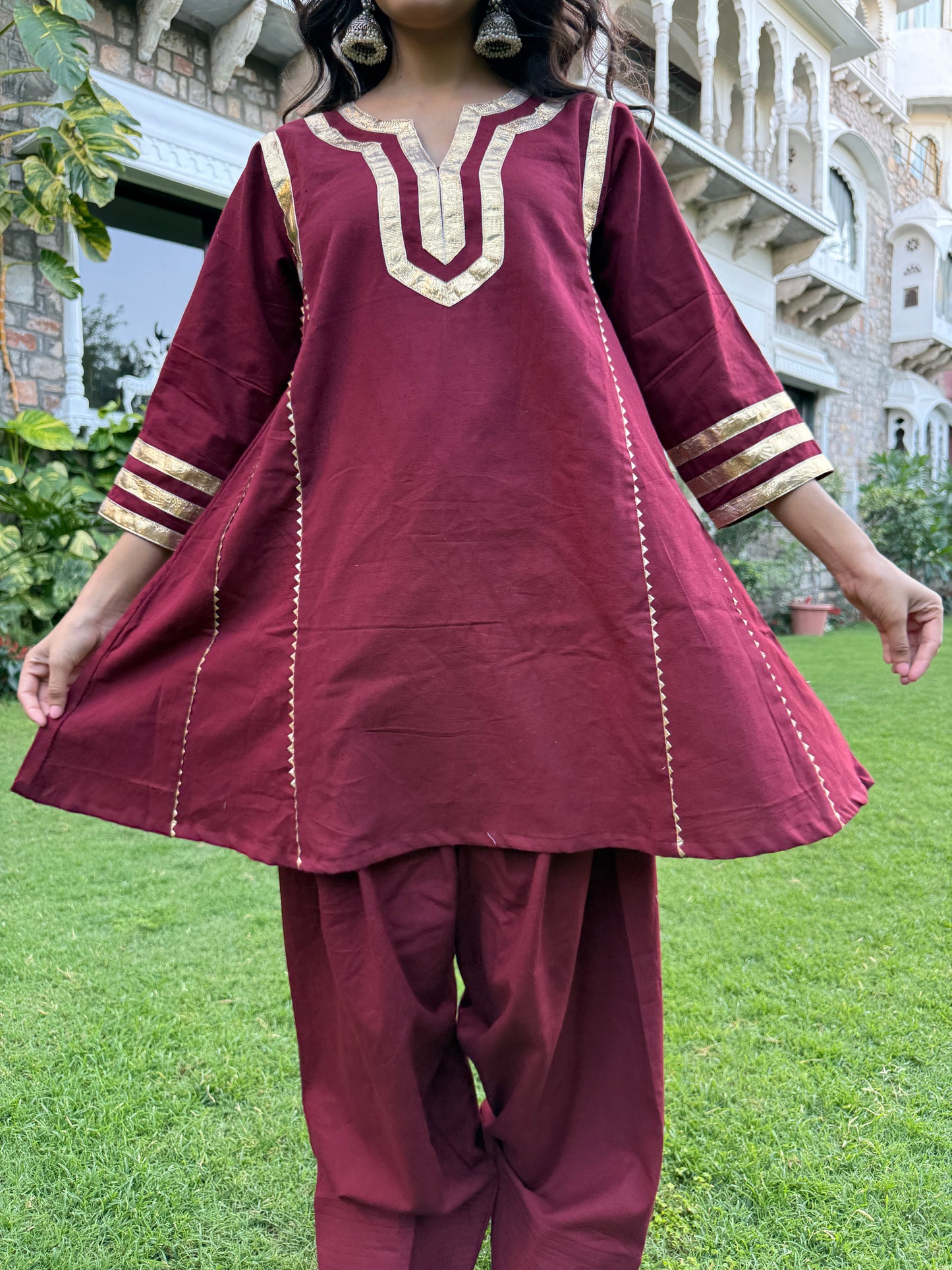 Shivli Maroon Cotton Farshi Set