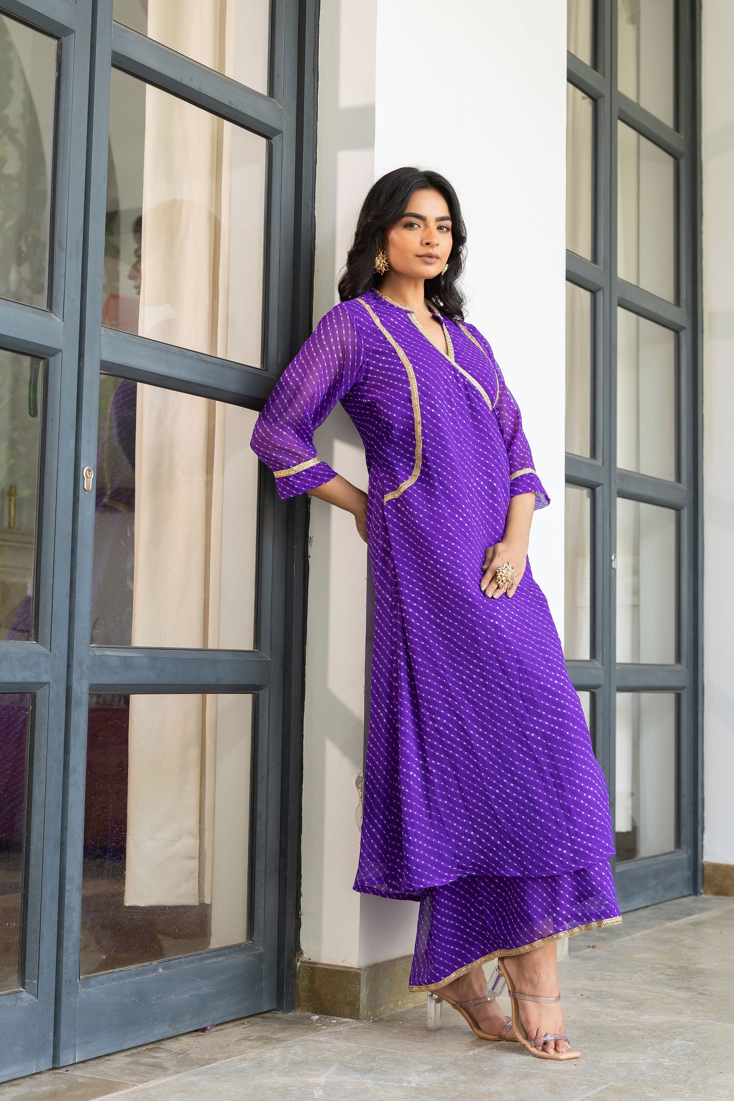 Noor Purple Angrakha Set
