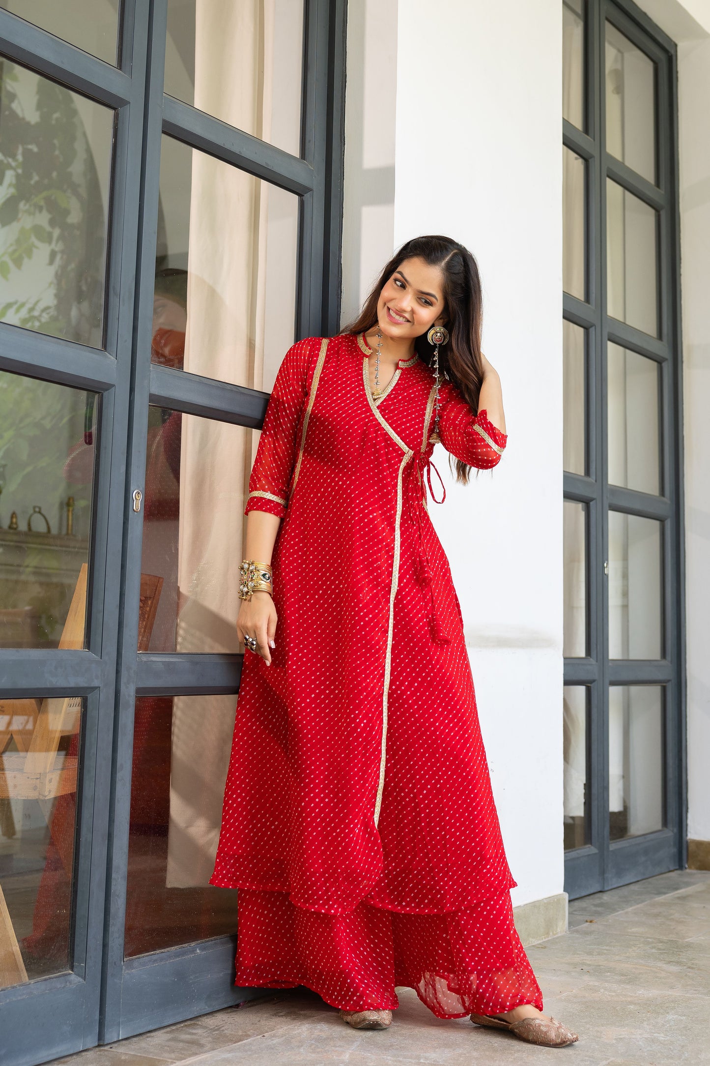 Noor Red Angrakha Set