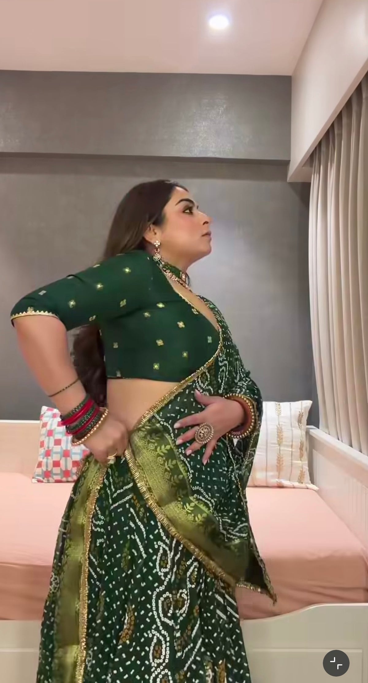Falguni Emerald Bandhani Lehenga