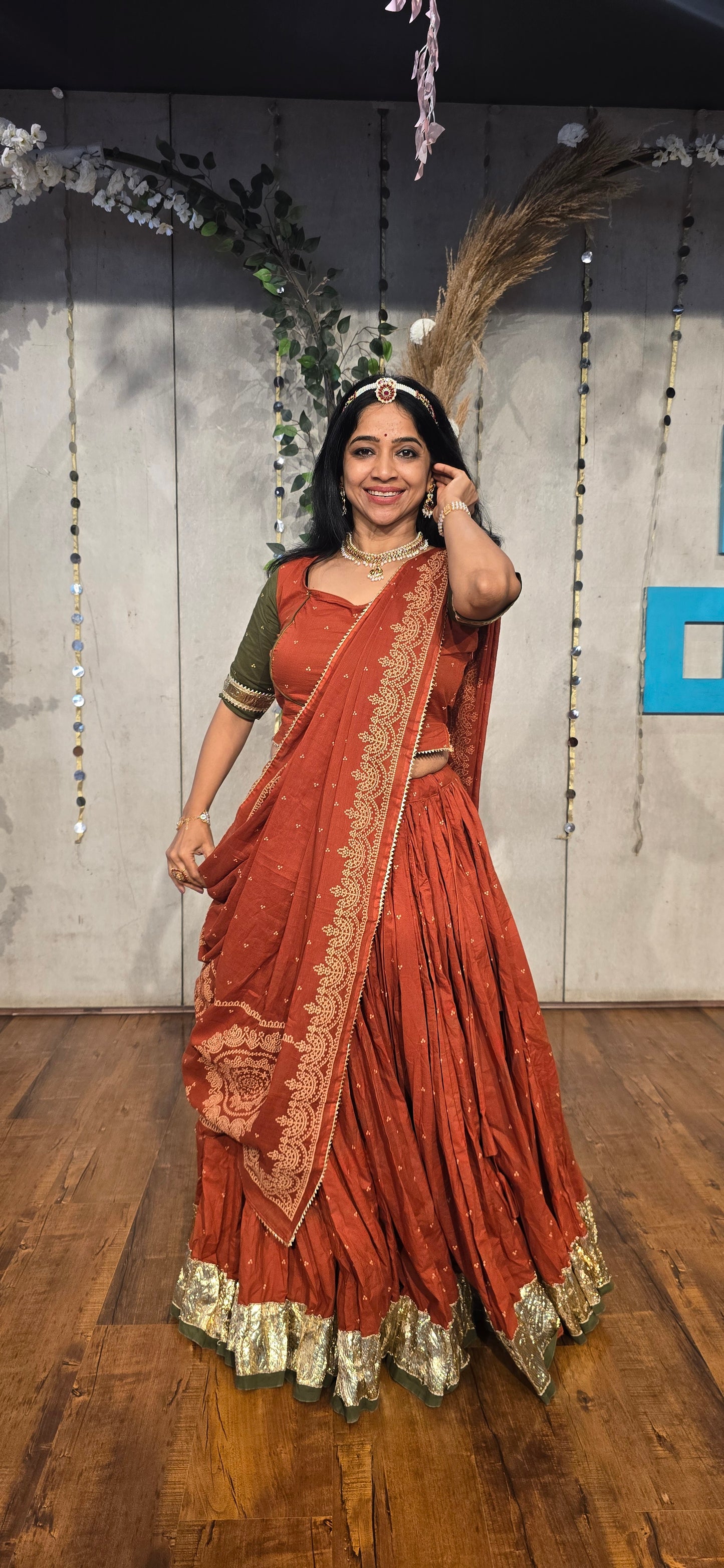 Hridya Rust Bandhani Lehenga Set