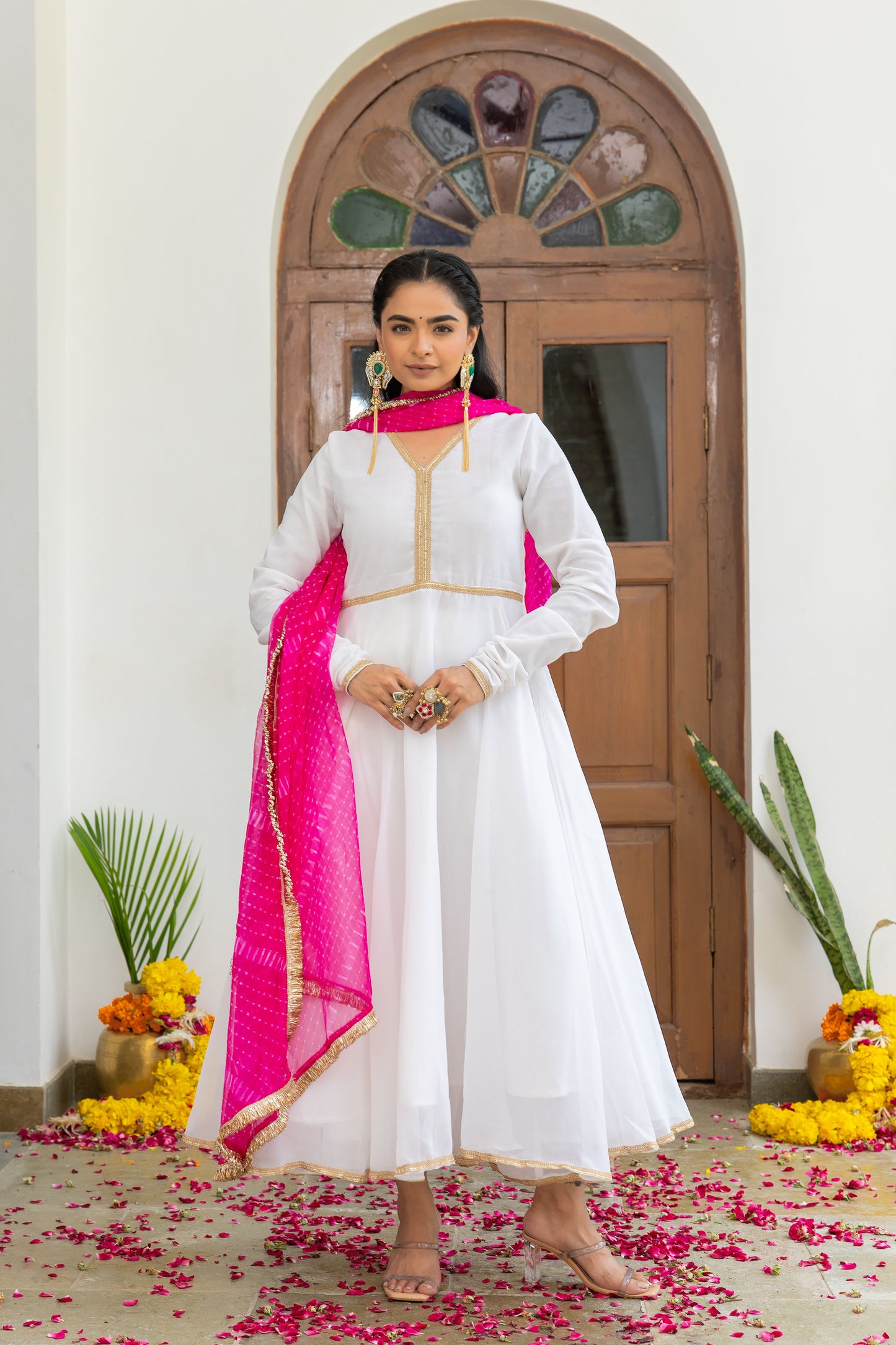 Gulawat White Anarkali Set