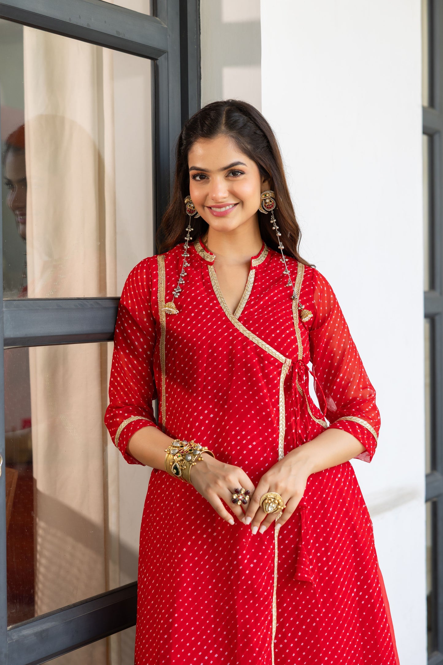 Noor Red Angrakha Set