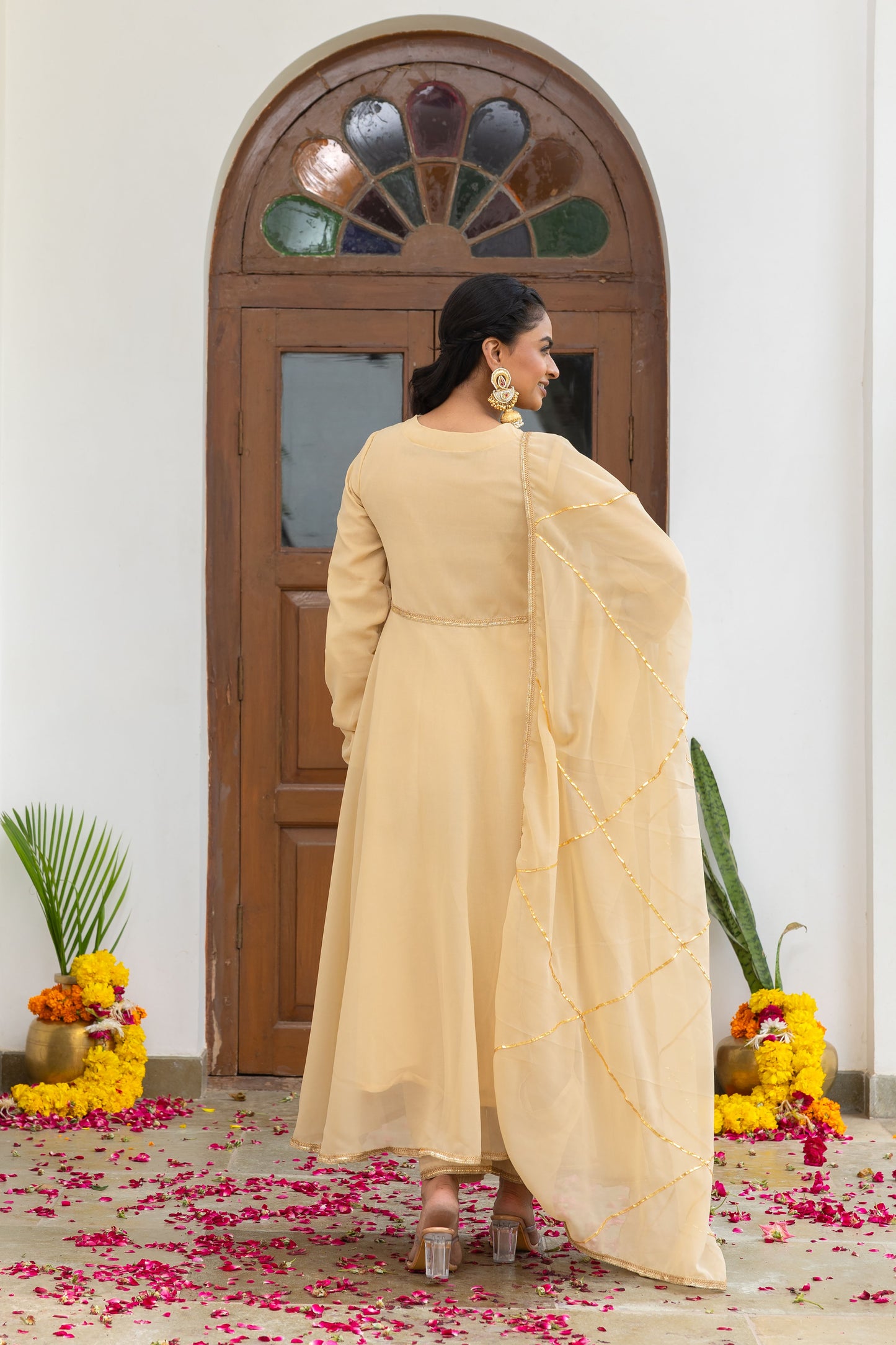 Tarini Beige Anarkali Set