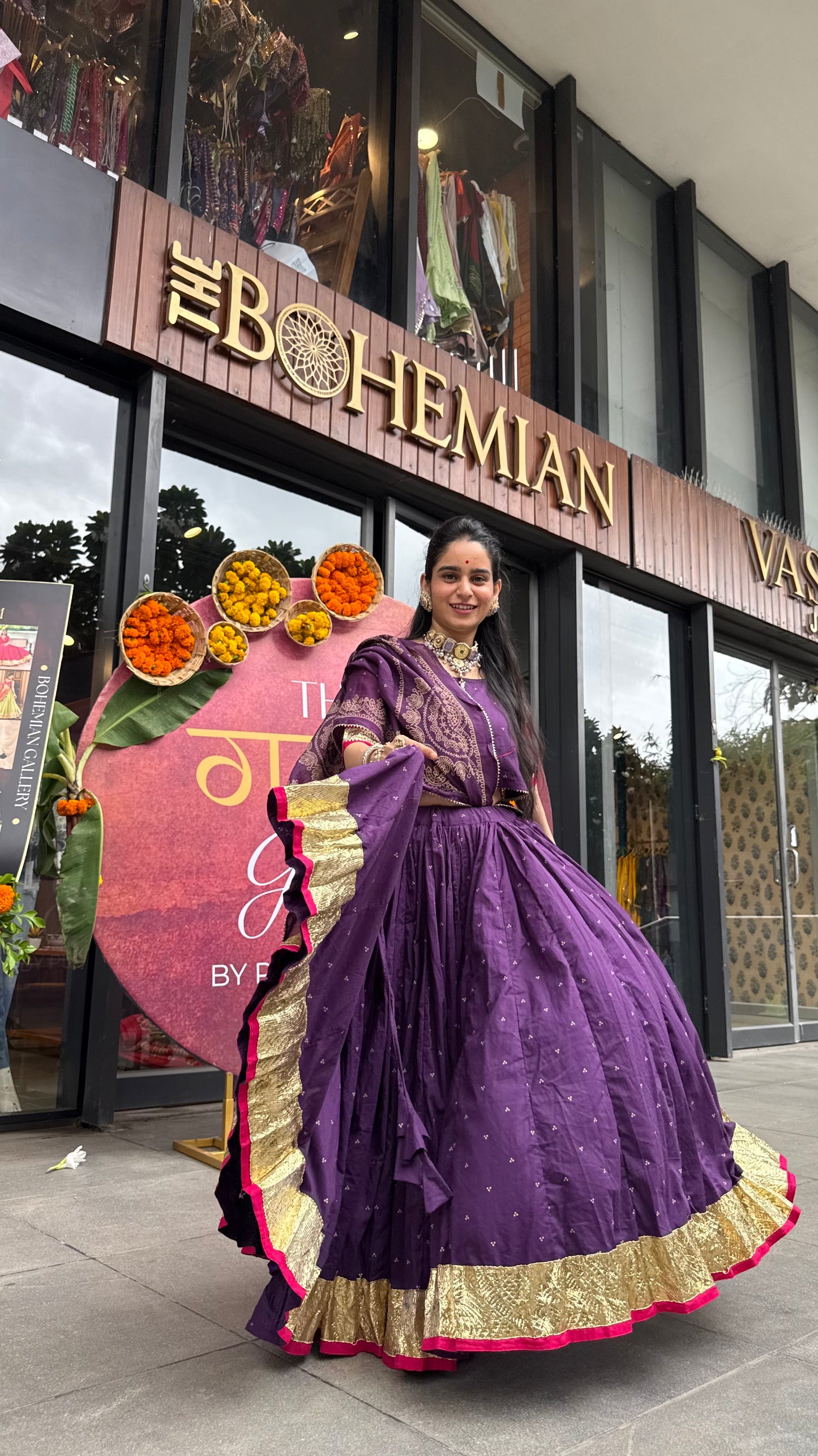 Hridya Purple Bandhani Lehenga Set