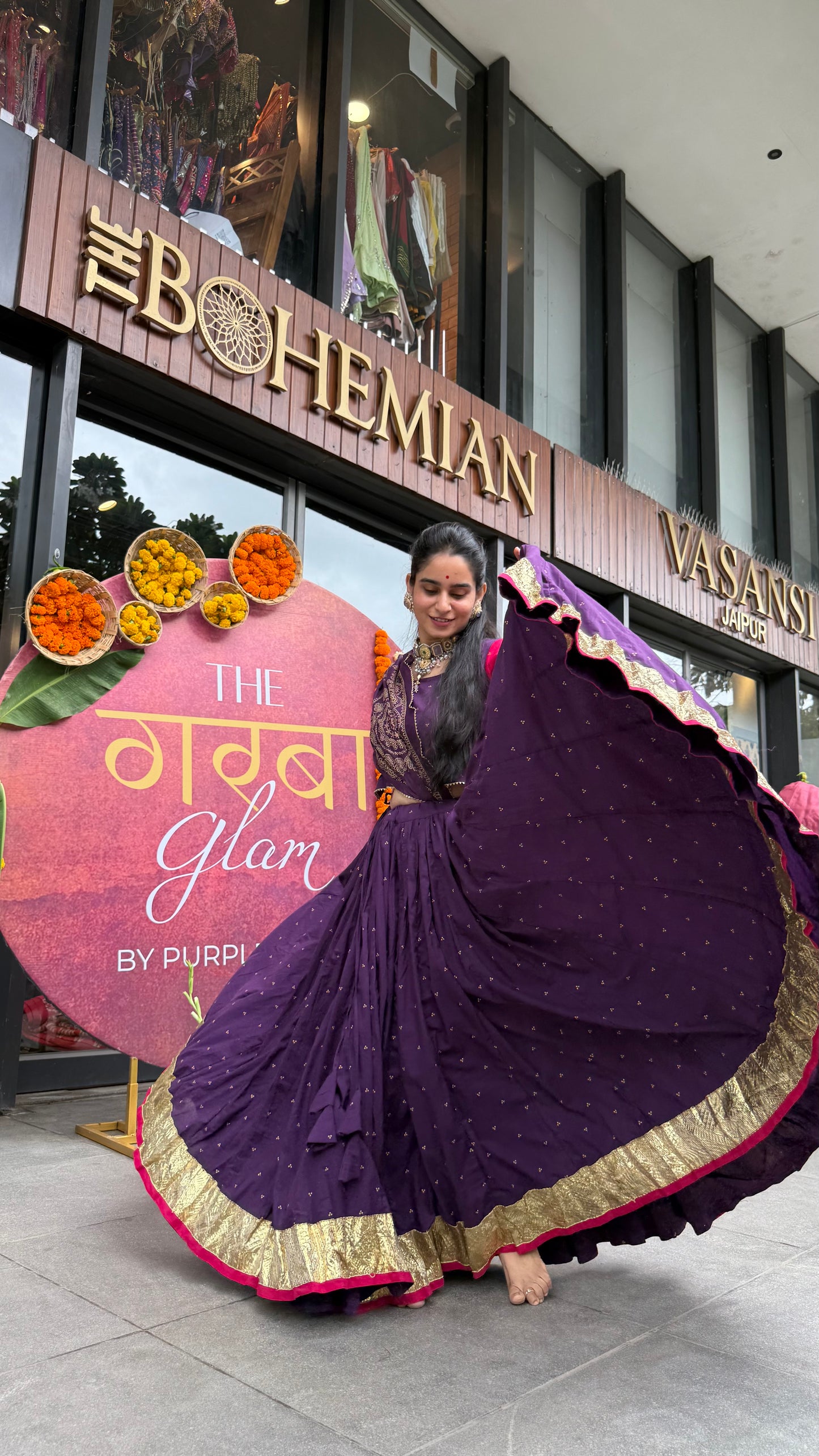 Hridya Purple Bandhani Lehenga Set