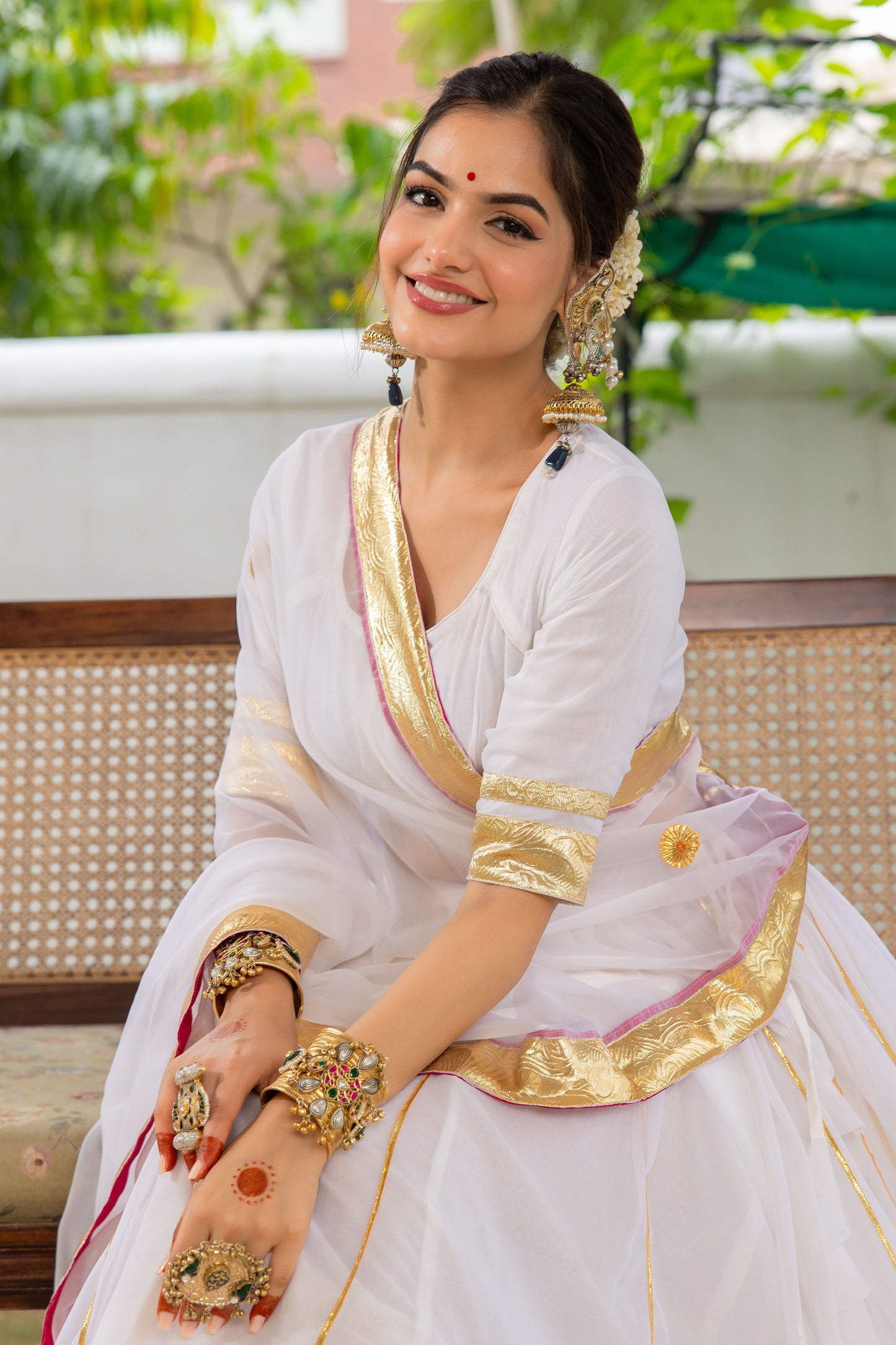 Hansini White Pink Lehenga Set