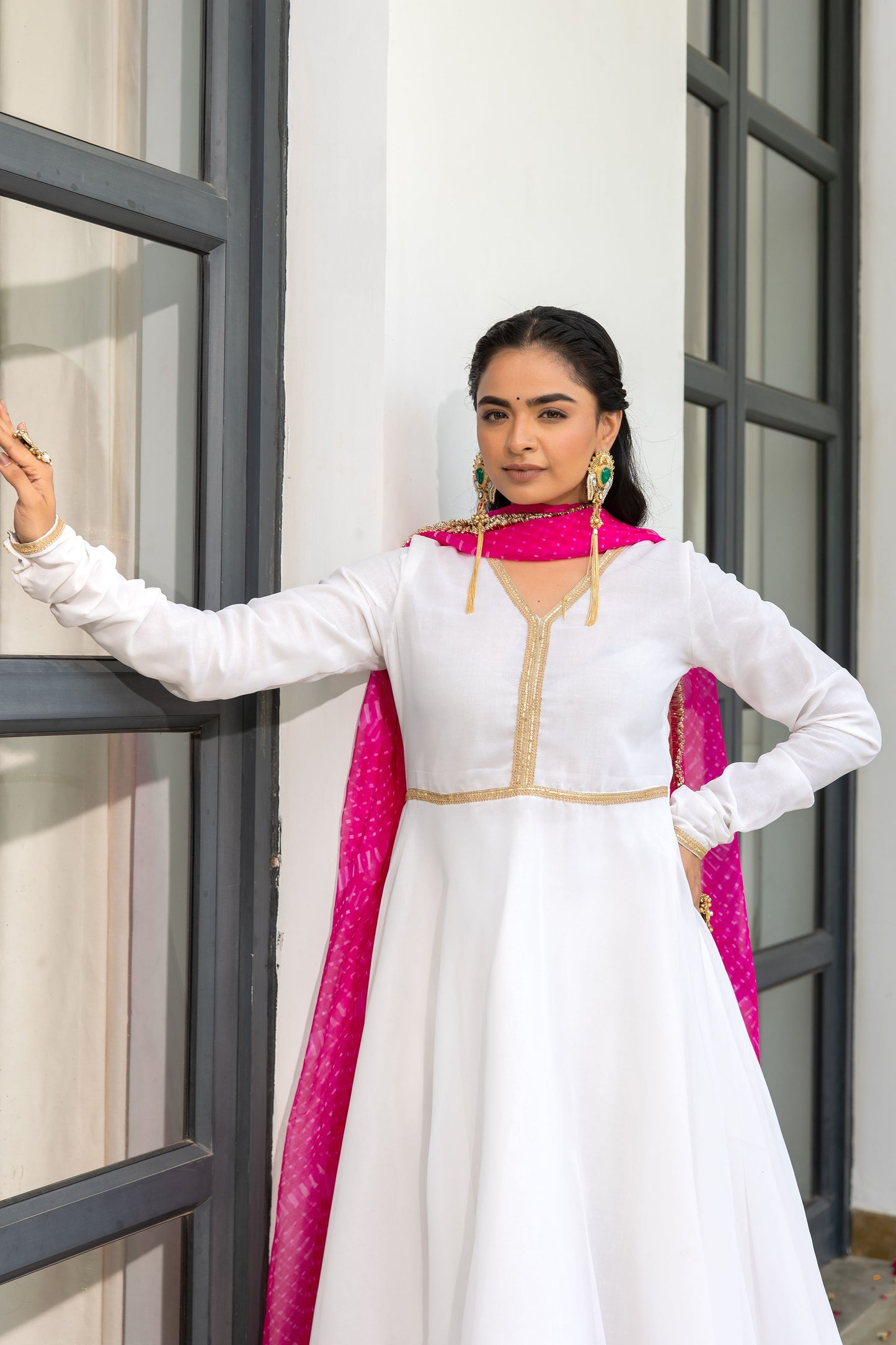 Gulawat White Anarkali Set
