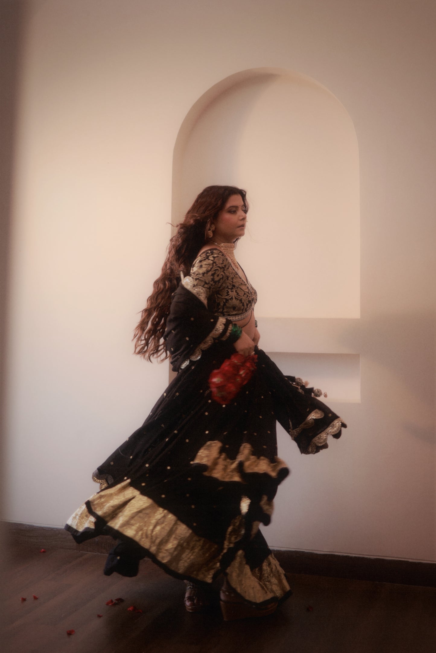 Durva Black Lehenga