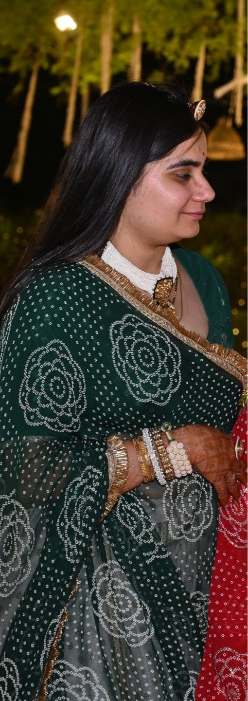 Paridhi Green Bandhani Lehenga