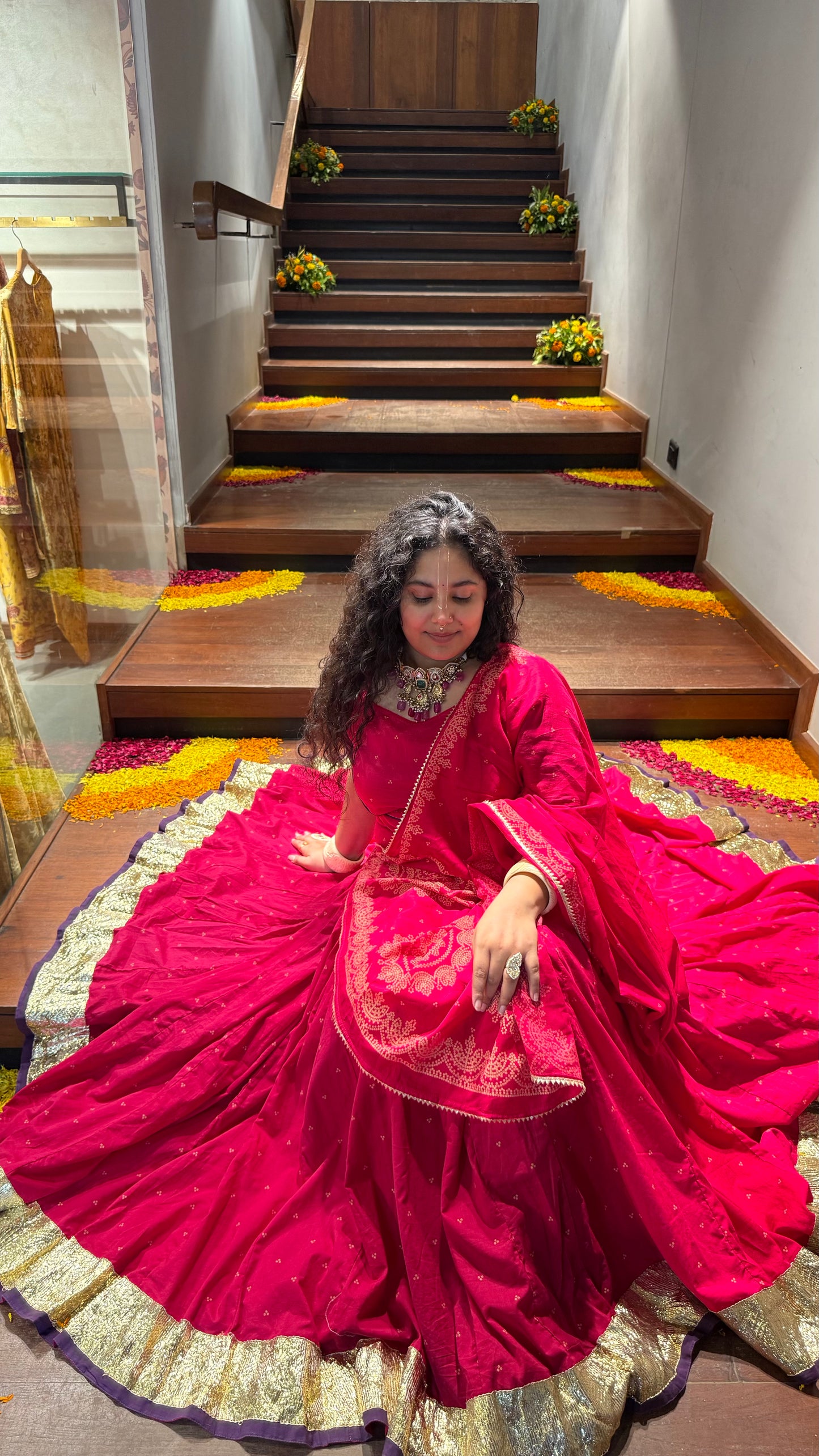 Hridya Pink Bandhani Lehenga Set