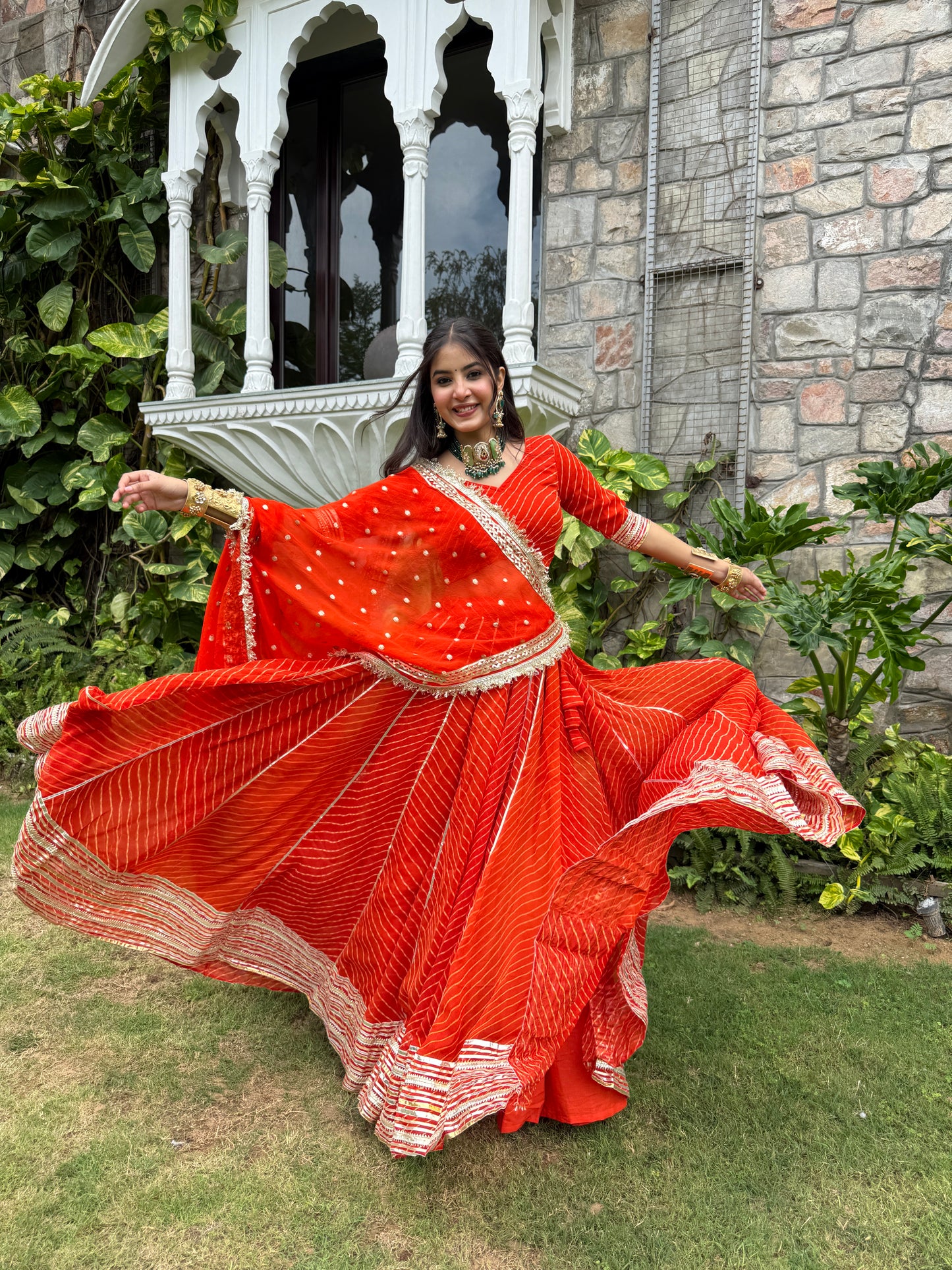 Priya Orange Leheriya Lehenga